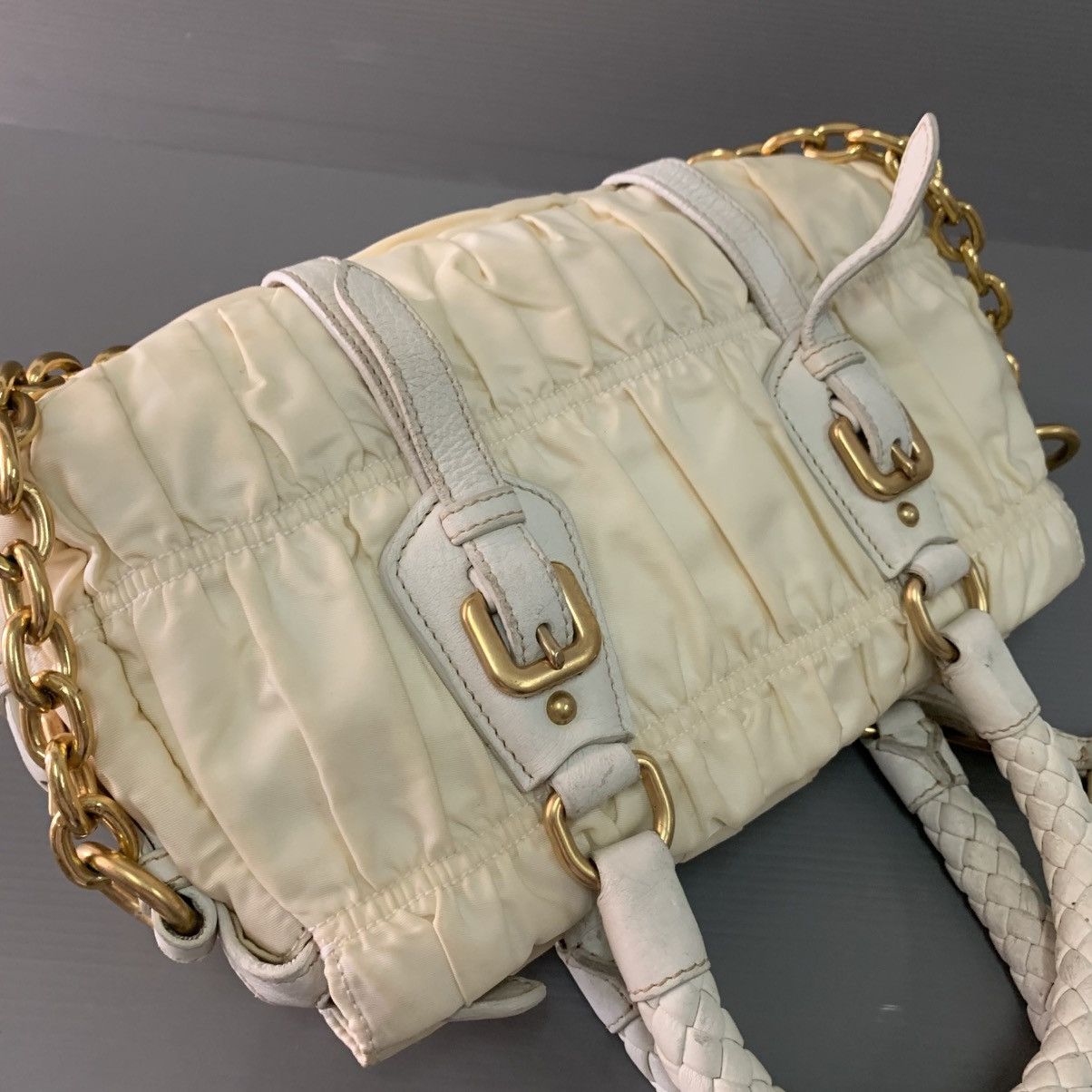 Prada Prada Nylon White Gaufre Small Handbag Size ONE SIZE - 9 Thumbnail