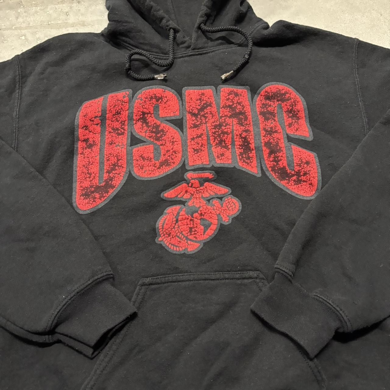 Japanese Brand × Vintage Crazy Vintage Y2K/2000s Black USMC Marines Streetwear Graphic Hoodie! Size US S / EU 44-46 / 1 - 5 Thumbnail