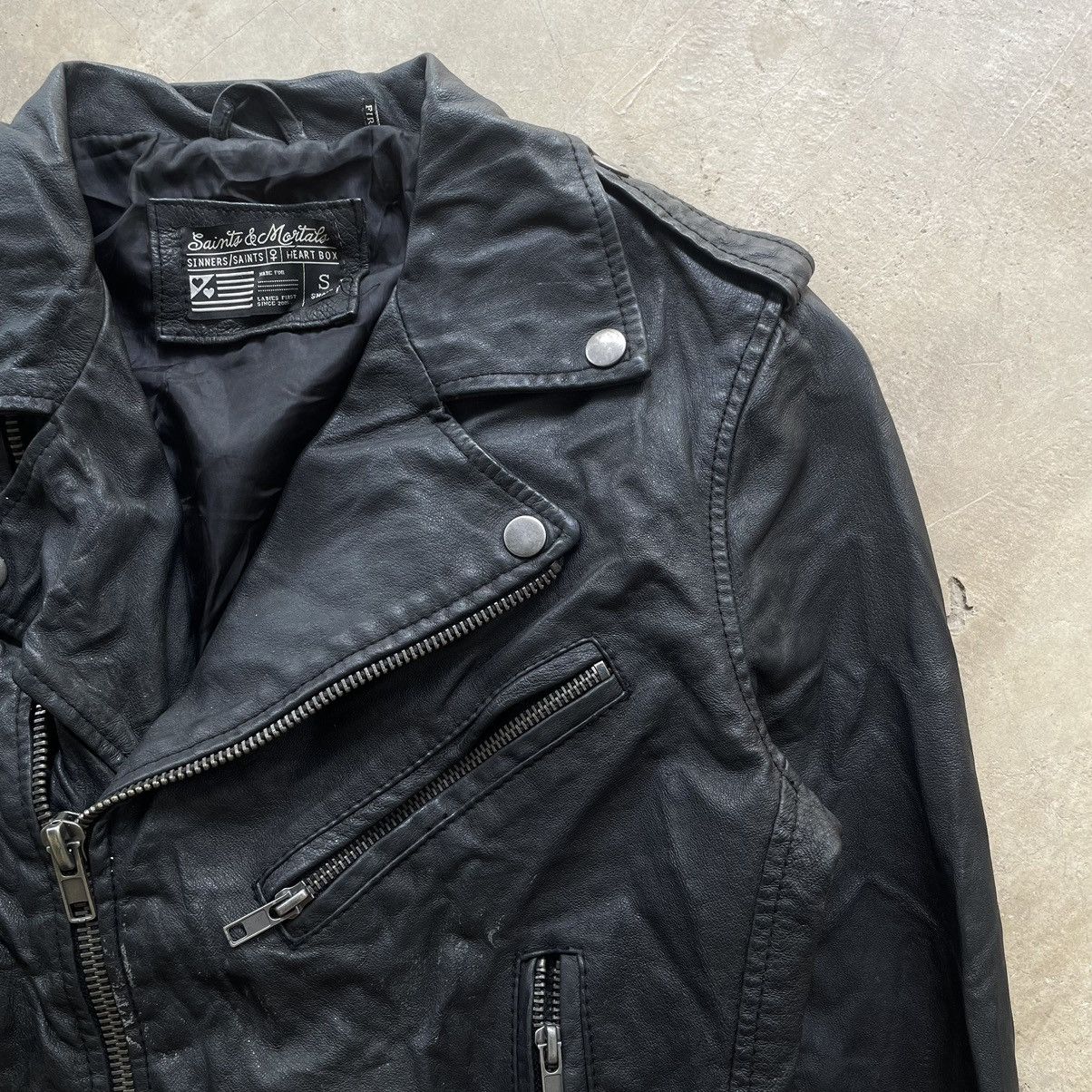Le Grande Bleu (L.G.B.) Grail🔥 Archive Leather Jacket Asymmetrical Rick Owens Style Size US XS / EU 42 / 0 - 7 Thumbnail