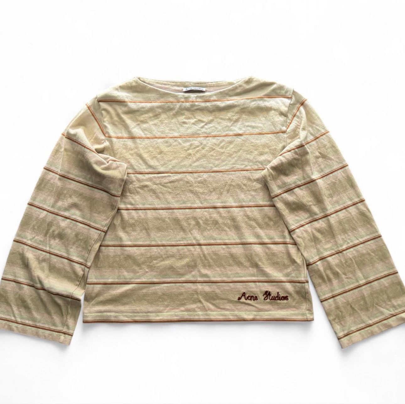 Acne Studios Acne Studios beige enos striped longsleeve shirt Size S / US 4 / IT 40 - 1 Thumbnail