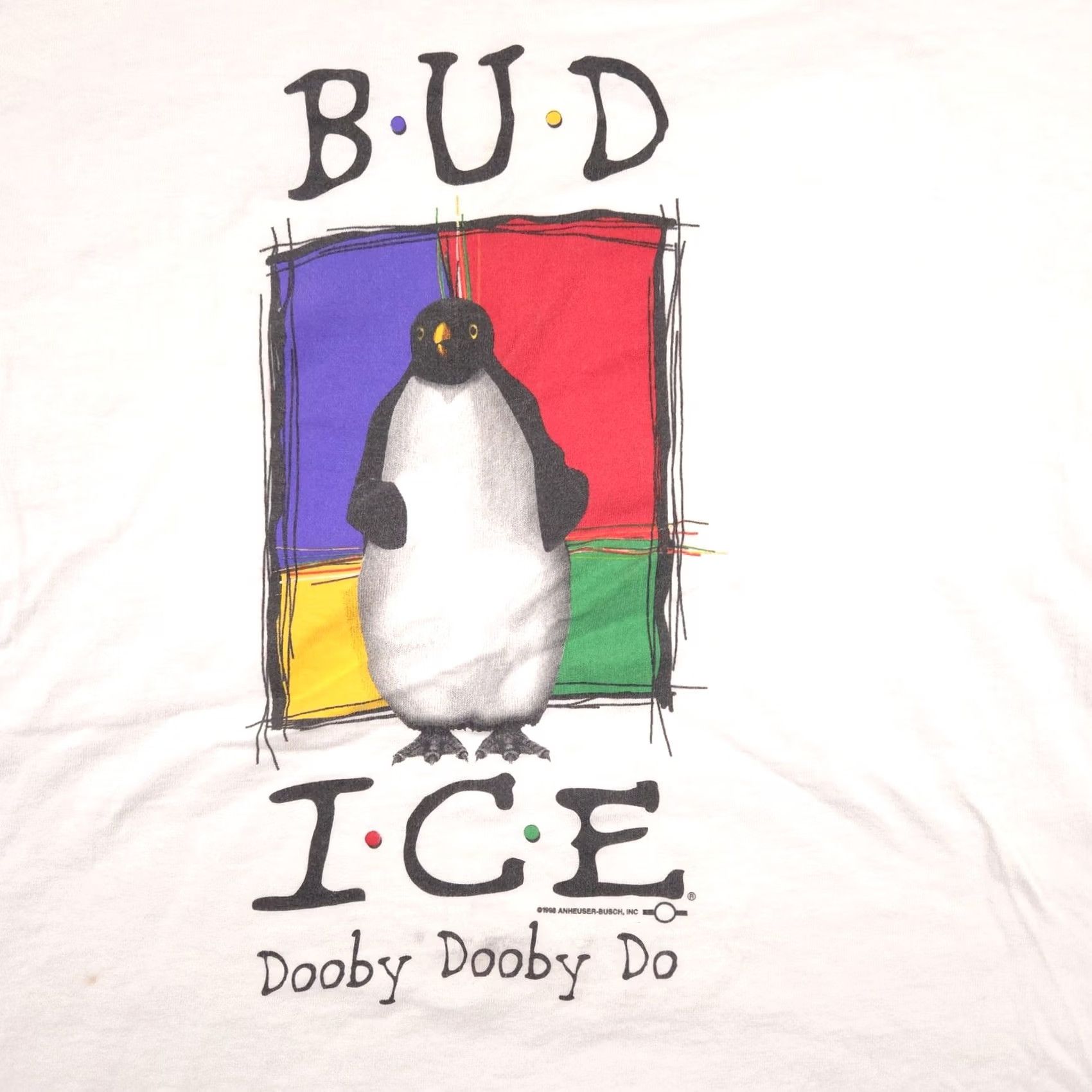 Hanes VINTAGE Bud Ice Shirt Mens XL White Penguin Dooby Dooby Do Beer Promo 90s Tee Size US XL / EU 56 / 4 - 4 Thumbnail