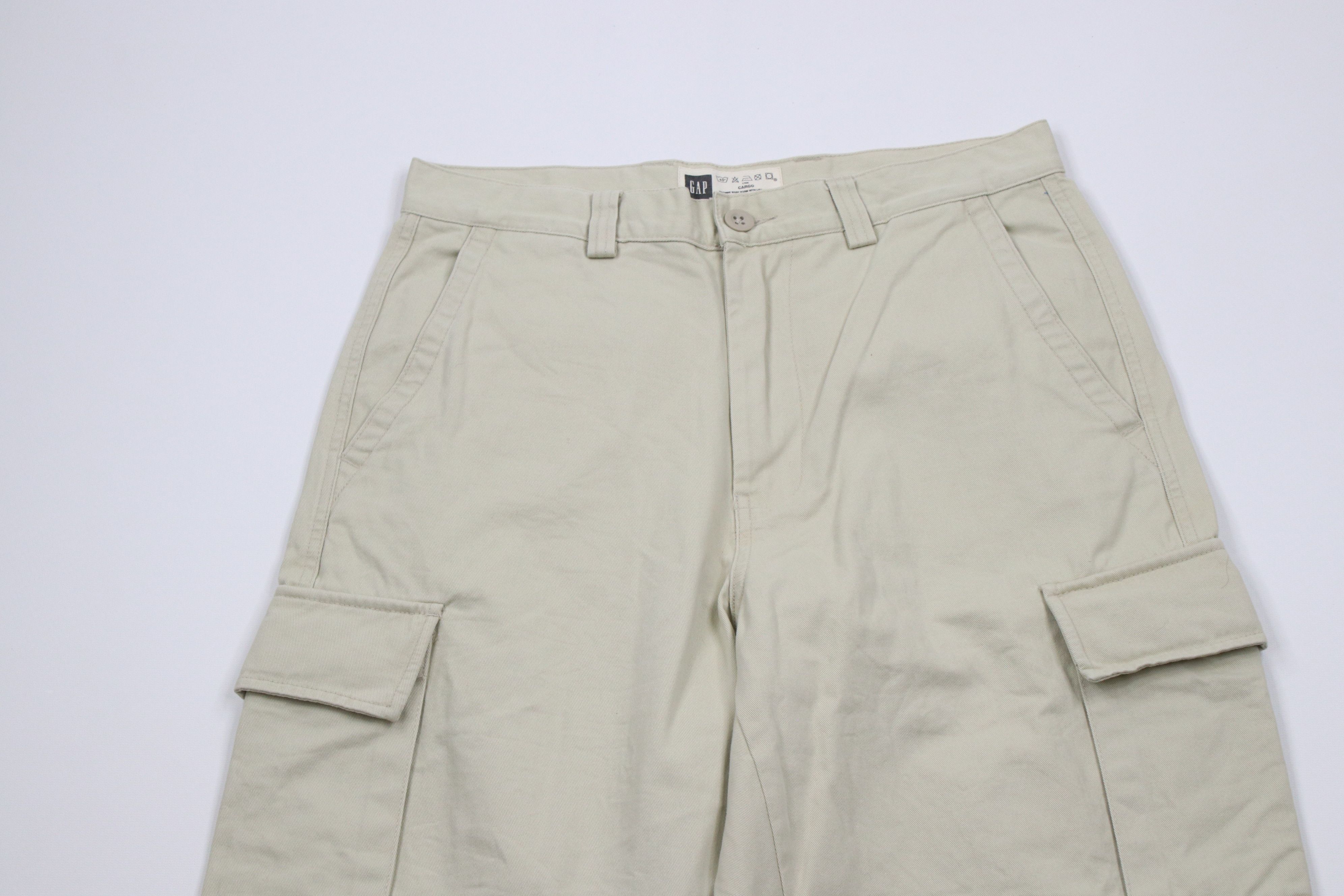 Gap × Vintage Vintage 90s Y2K Gap Baggy Wide Leg Cargo Pants Beige Cotton Size US 30 / EU 46 - 2 Thumbnail