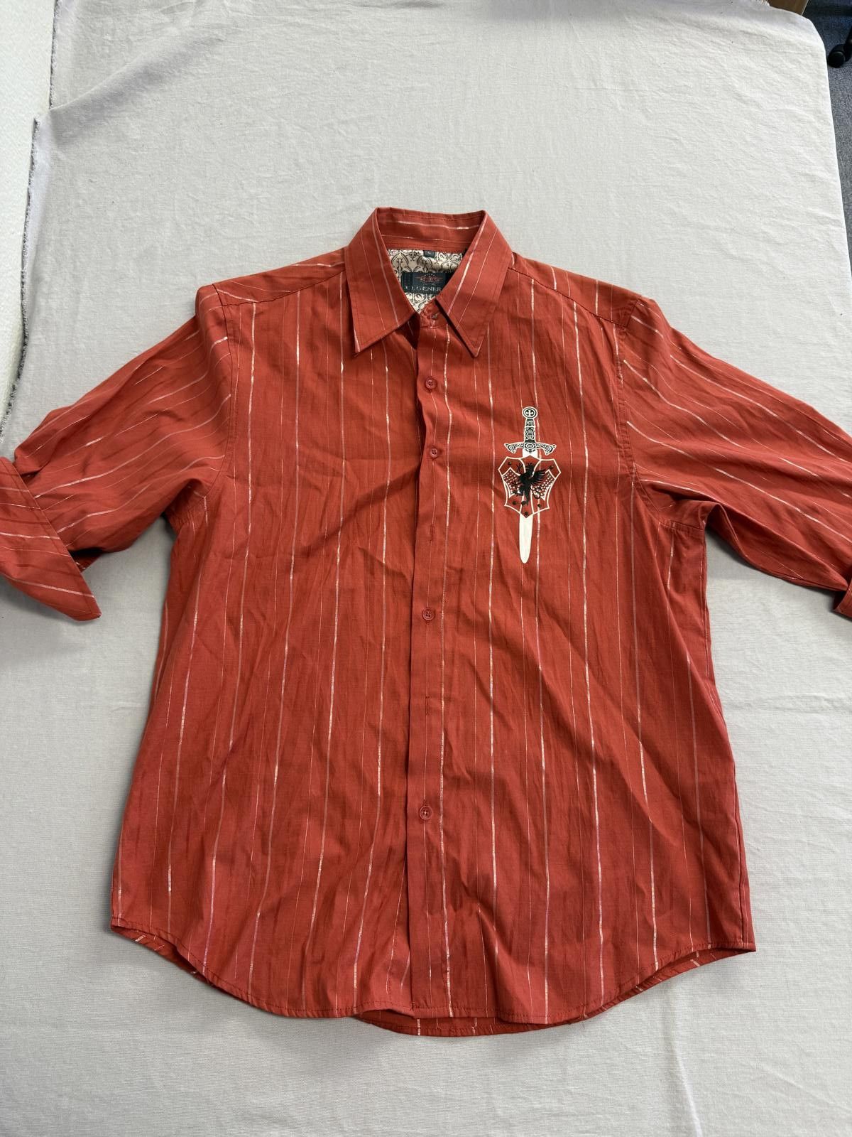 Designer El General Pin Stripe Button Up Angel Wings Vaquero Tee - L Size US L / EU 52-54 / 3 - 2 Thumbnail