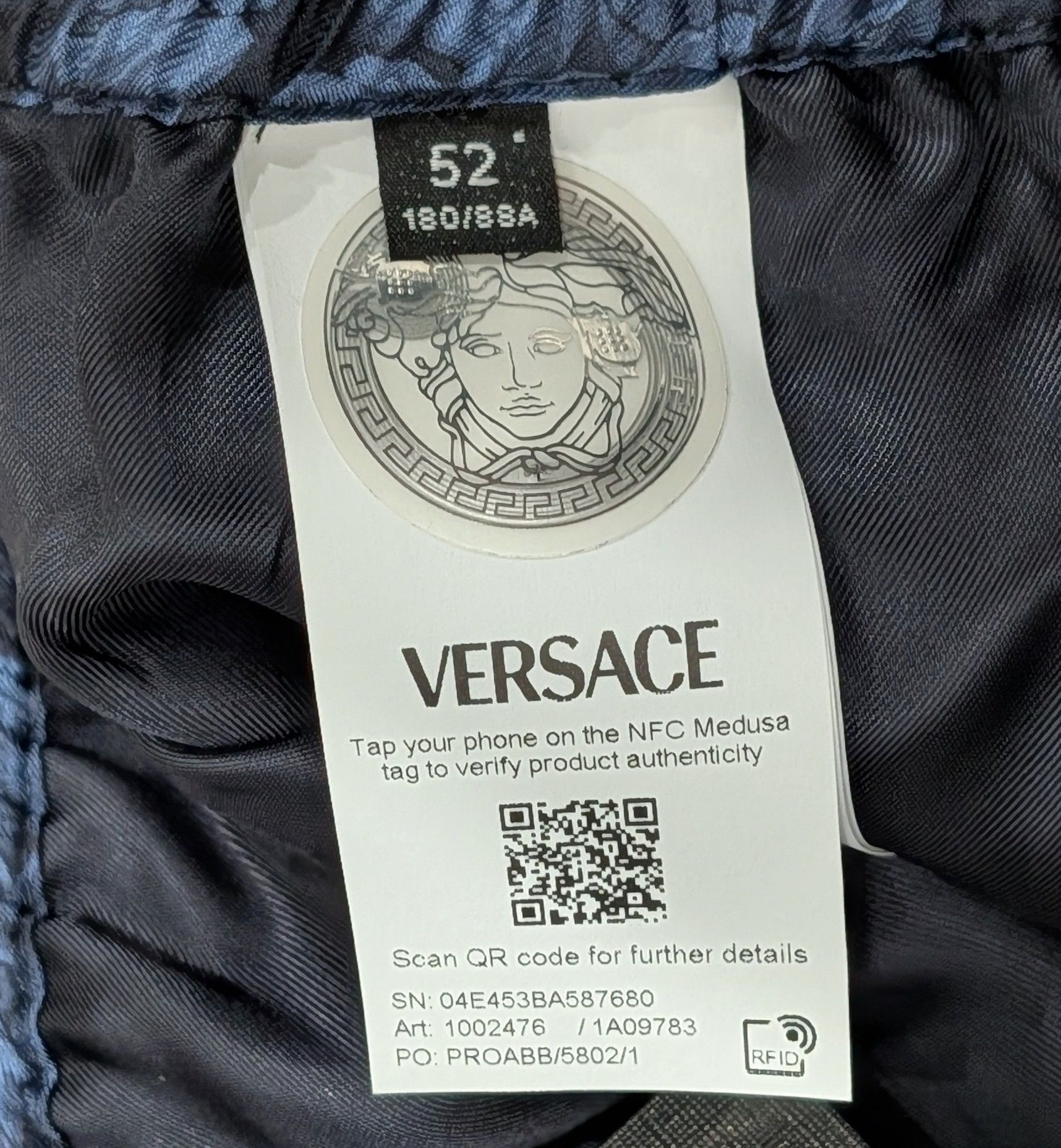 Versace Versace Barocco Silk Shorts Navy/Blue 52 US 36 Size US 36 / EU 52 - 6 Thumbnail
