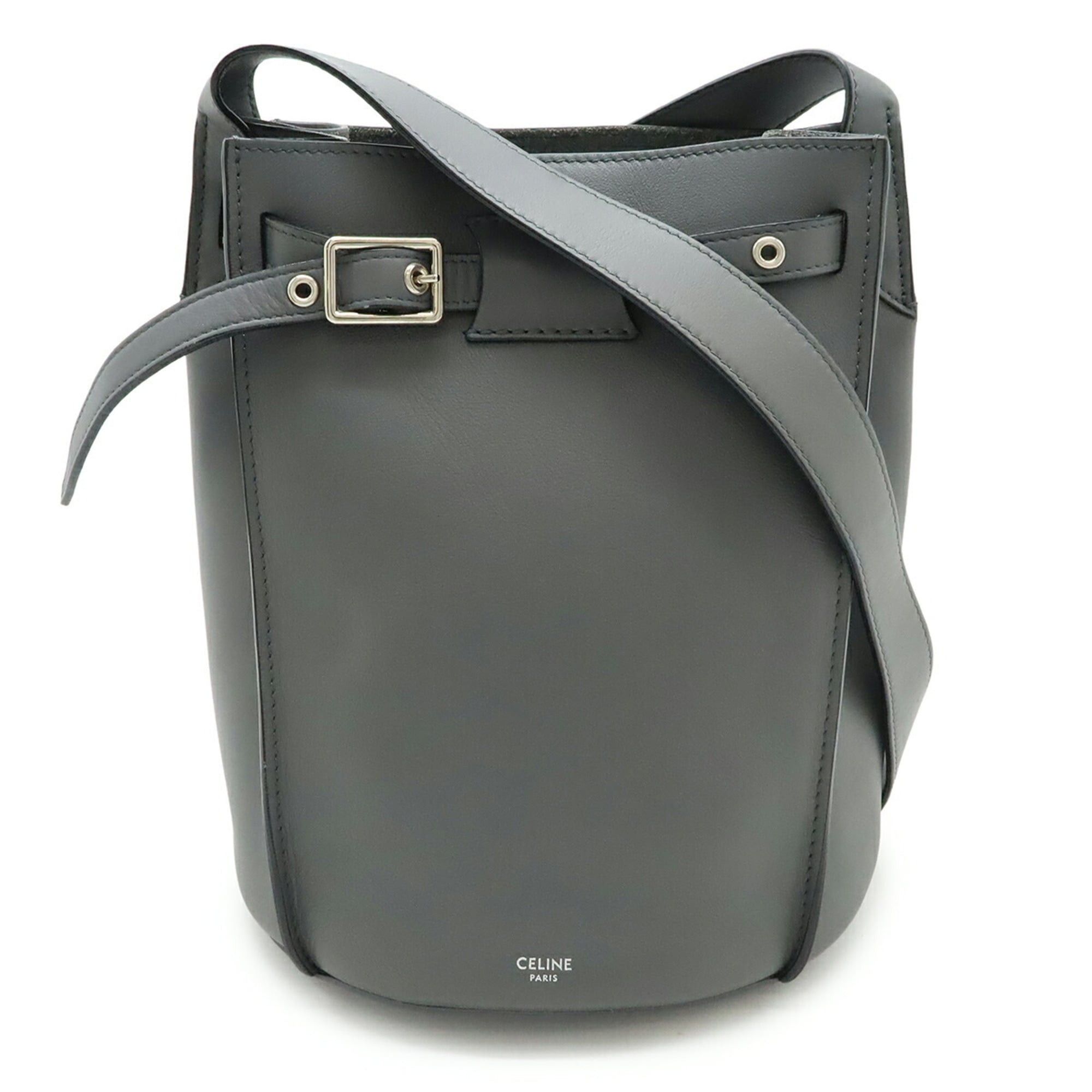 Celine CELINE Big Bucket Shoulder Bag, Calfskin Leather, Gray, 183343 Size ONE SIZE - 1 Thumbnail