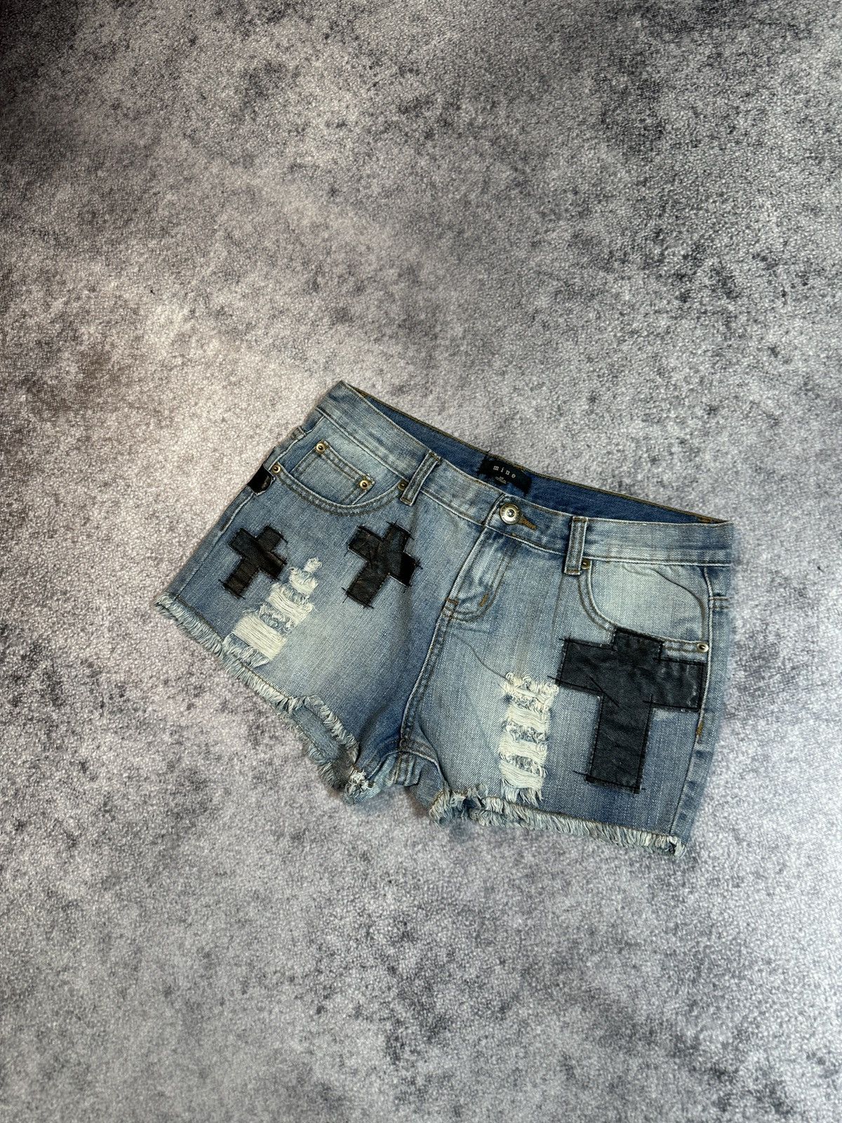 Other Y2K Vintage Denim Shorts Cross Leather Alt Streetwear Rare M Size 27" / US 4 / IT 40 - 1 Thumbnail