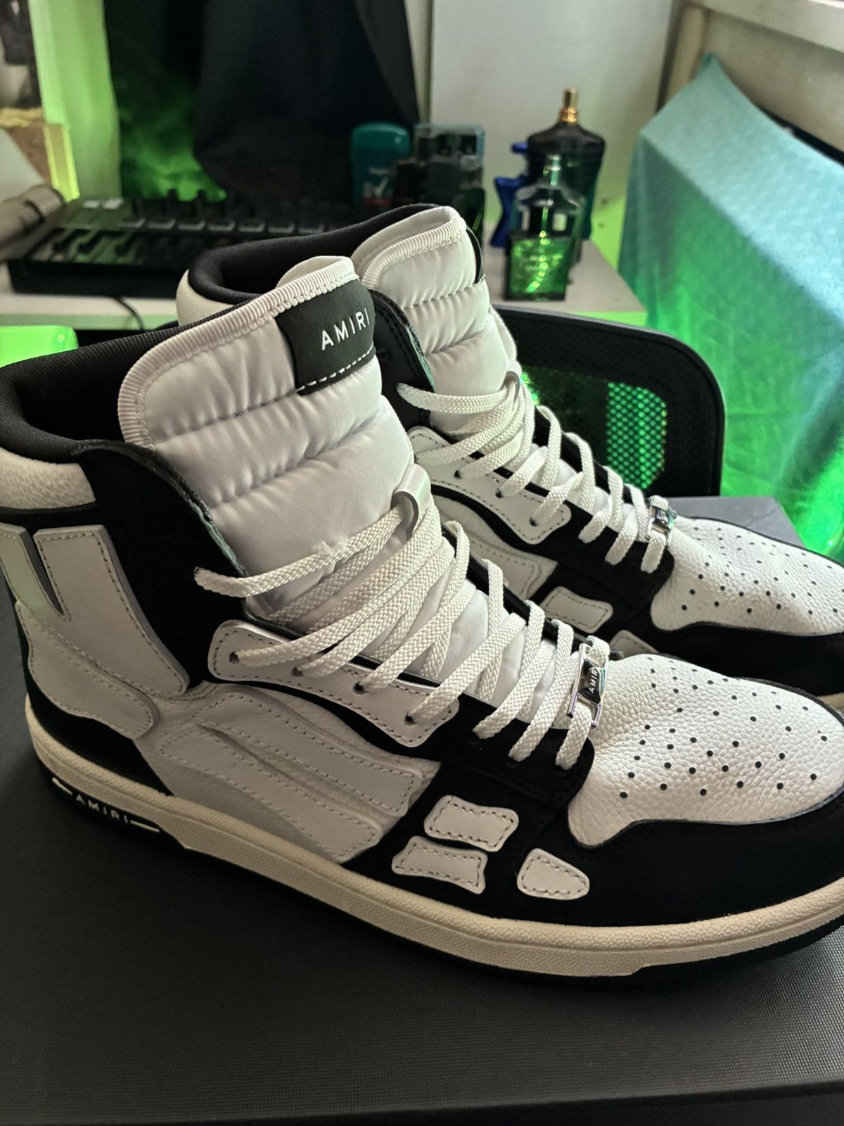 Amiri Amiri “Skeleton” hi top leather sneakers Size US 10.5 / EU 43-44 - 2 Thumbnail