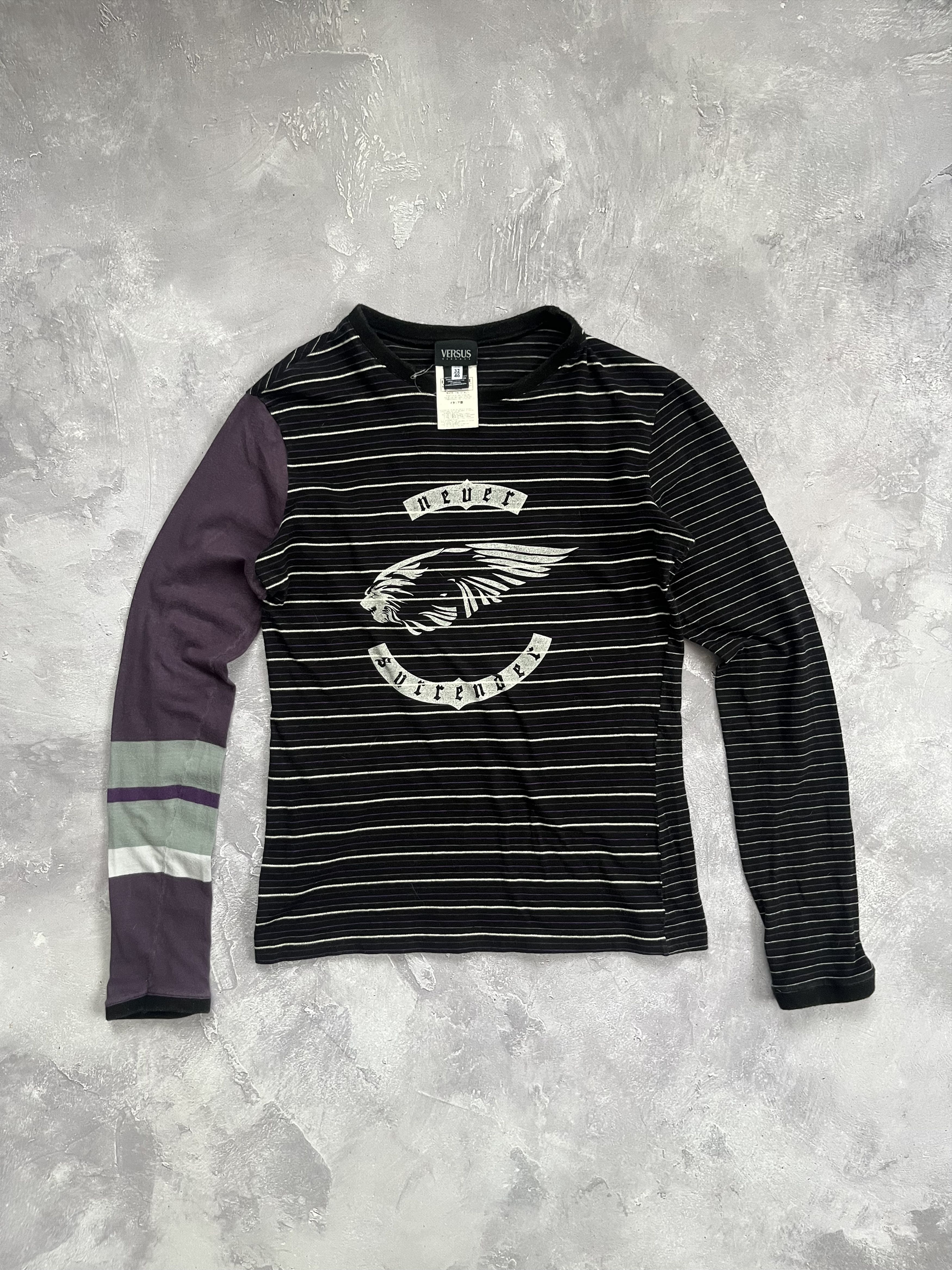 Versus Versace Versus Versace Long Sleeve Tee Lion Logo Striped Y2K Size US S / EU 44-46 / 1 - 1 Thumbnail