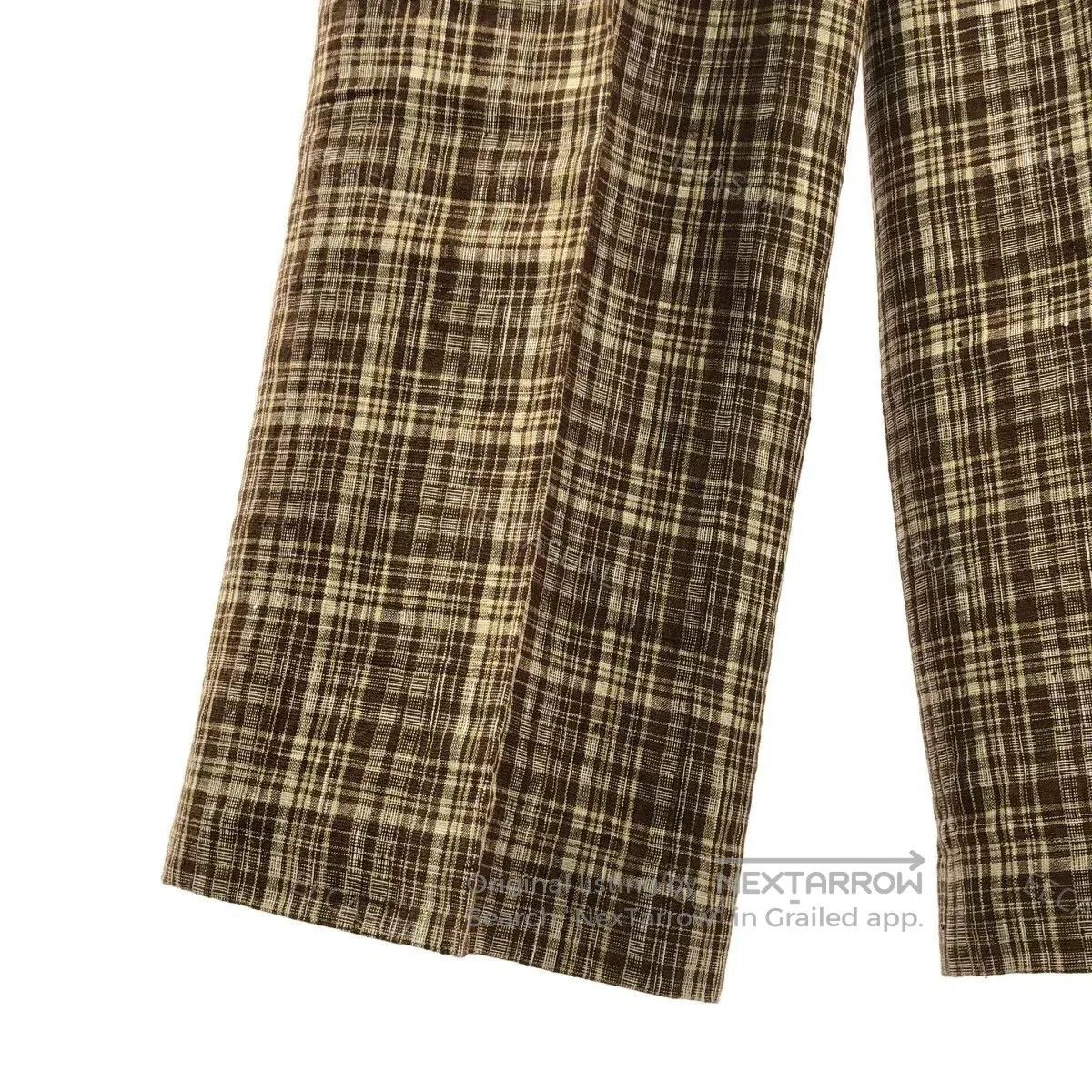 Auralee AURALEE Brown Linen Silk Plaid Pants. Size US 26 / EU 42 - 4 Thumbnail