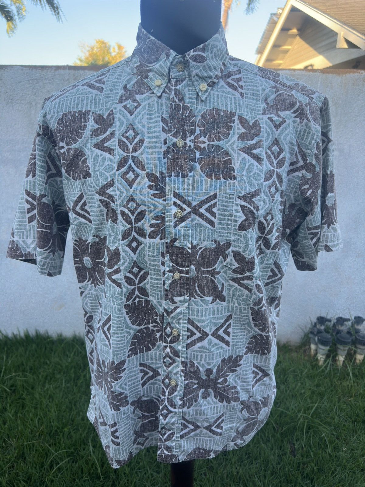 Reyn Spooner PreOwned Reyn Spooner Green/Brown Hawaiian Print Men's M Size US M / EU 48-50 / 2 - 1 Thumbnail