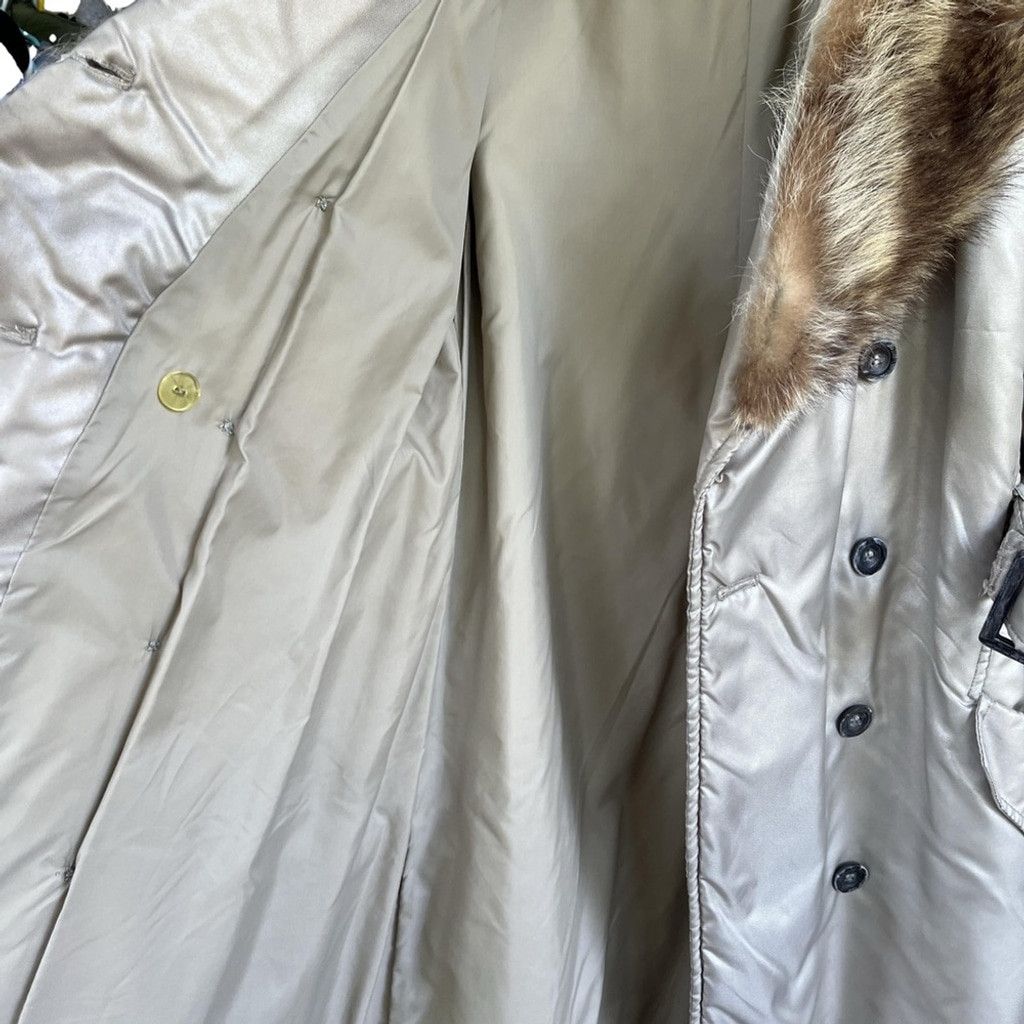 Other Vintage 60s Satin Trench Coat with Fur Collar Studio 54 Glam Size M / US 6-8 / IT 42-44 - 6 Thumbnail