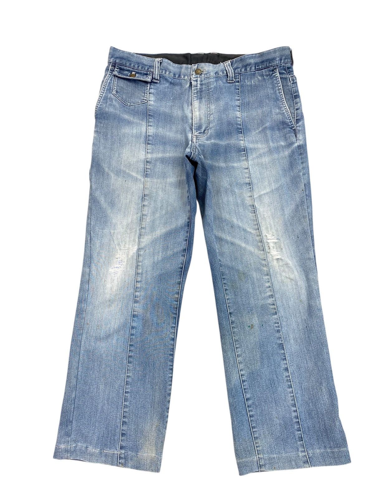 If Six Was Nine Vintage Japanese Blue House 3 Quaters Faded Jeans Style Size US 35 - 1 Thumbnail