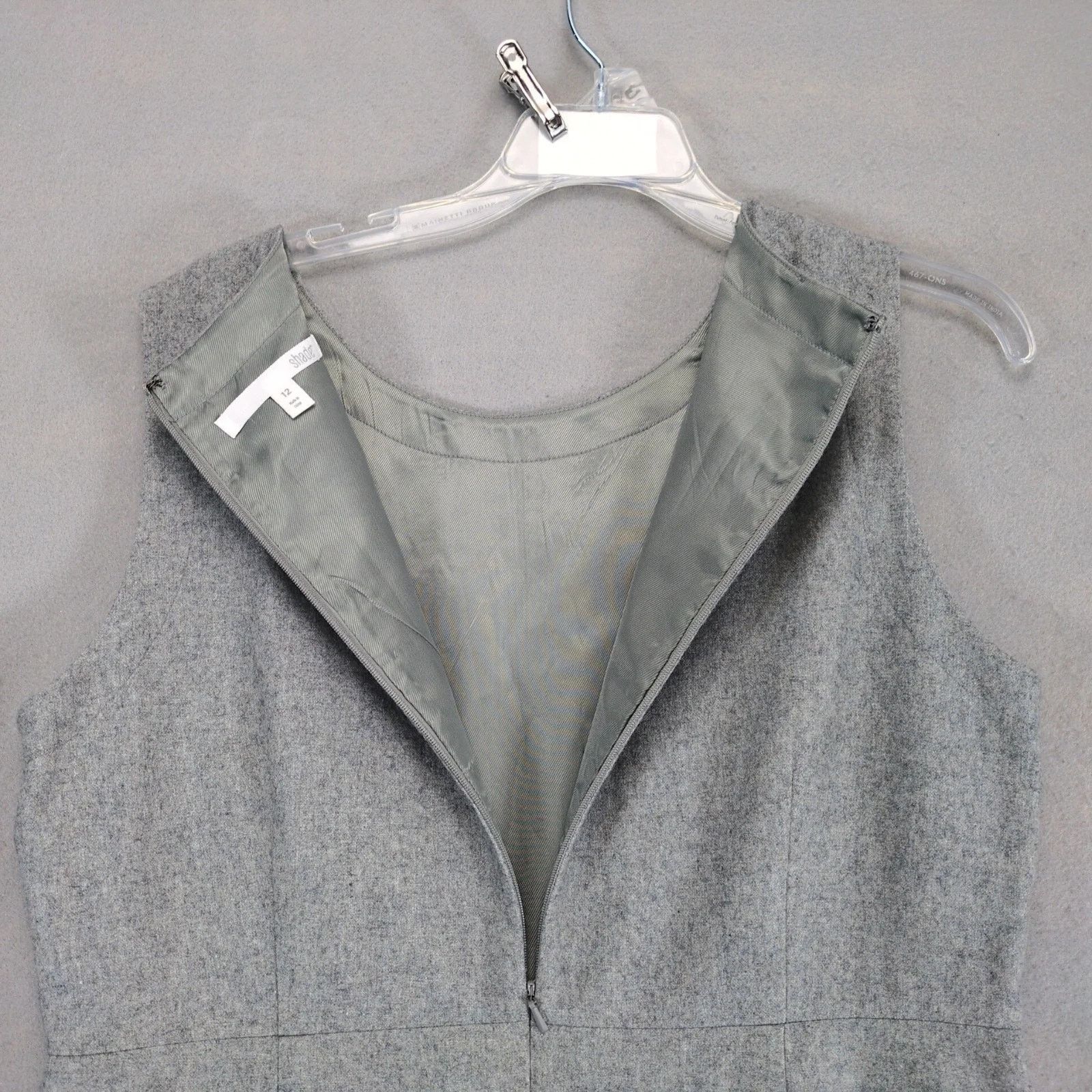 Other Shade Gray Wool Blend Sleeveless Sheath Dress Sz 12 Pleats Size XL / US 12-14 / IT 48-50 - 4 Thumbnail
