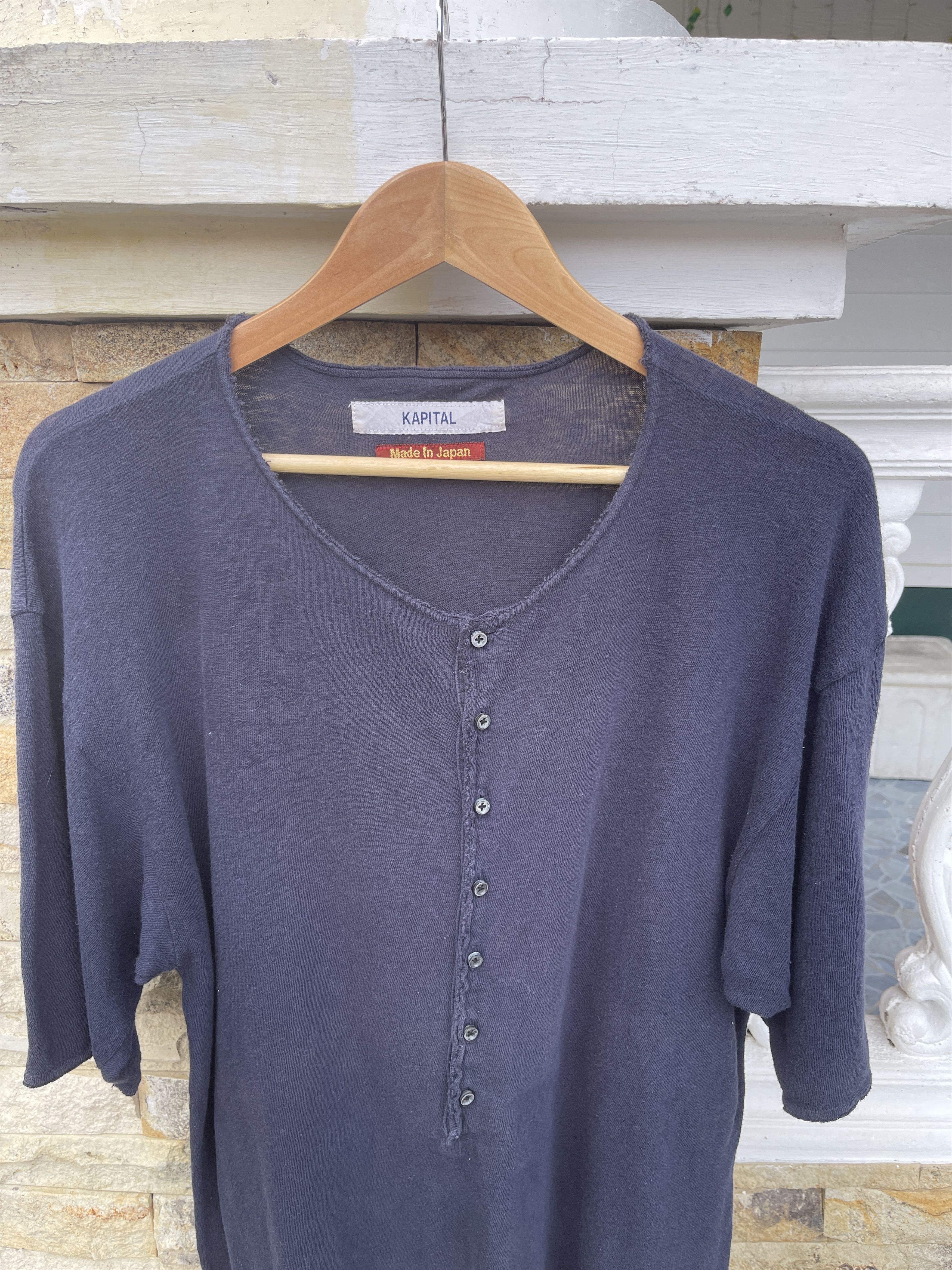 Kapital Last Drop🔥Rare🔥Vintage KAPITAL Henley T-Shirt Size US L / EU 52-54 / 3 - 1 Thumbnail