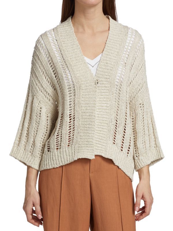 Brunello Cucinelli o1y0725 Cardigan in Light Beige Size XL / US 12-14 / IT 48-50 - 2 Thumbnail