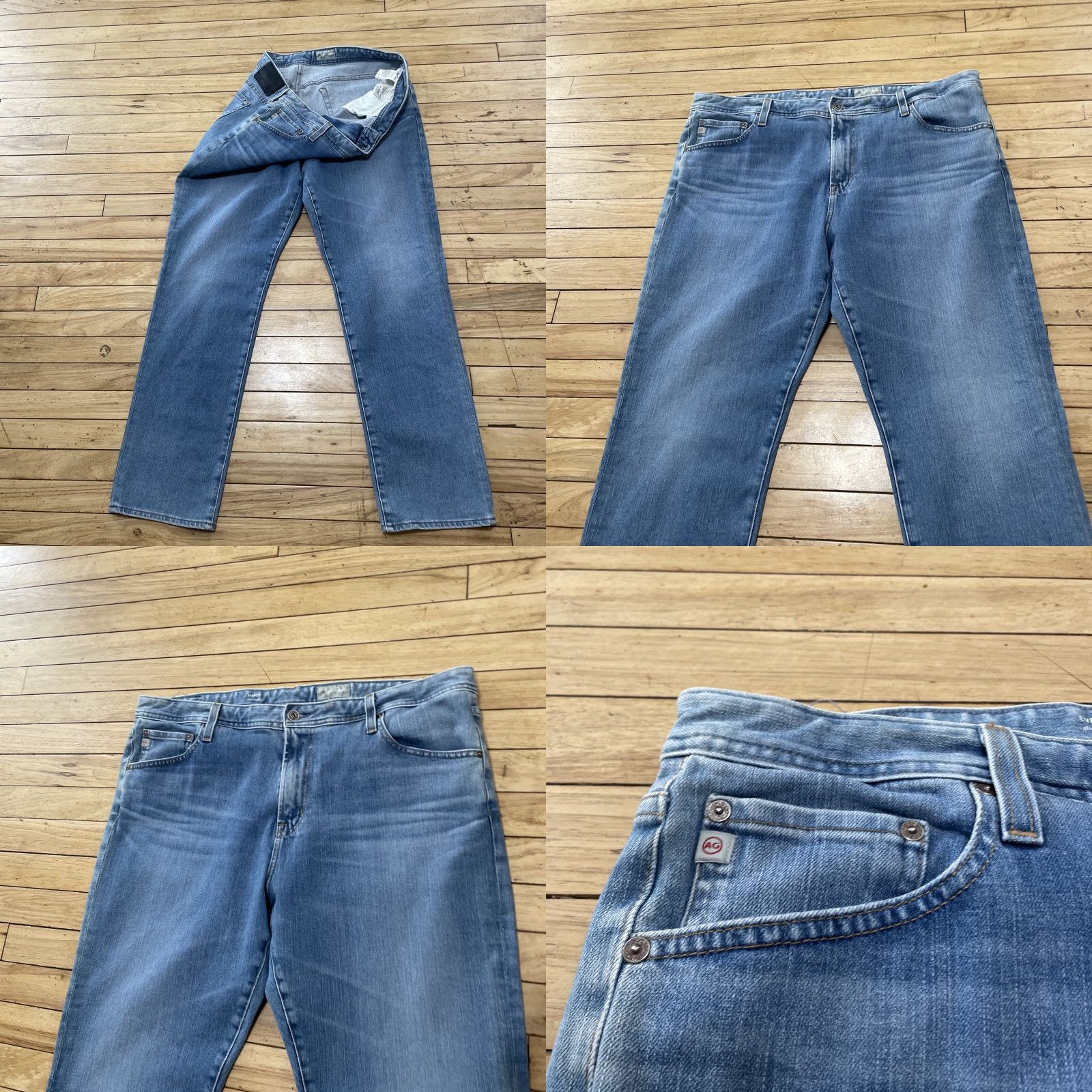 Denime AG Adriano Goldschmied Jeans The Everett Light Blue Grunge Stretch Denim Men 40x32 Regular 5-Pocket City Grunge USA Jeans Size US 40 / EU 56 - 10 Thumbnail