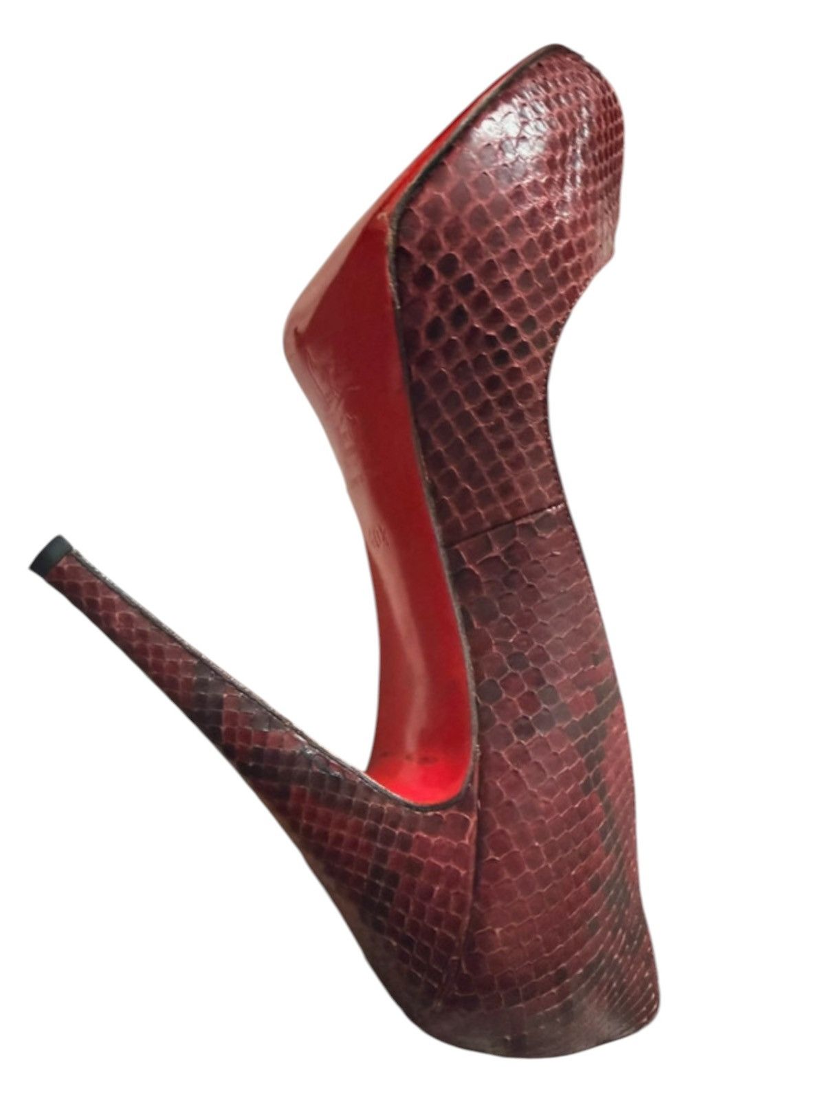 Christian Louboutin Christian Louboutin Burgundy Python Peep Toe Heels EU 40.5 Size US 10.5 / IT 40.5 - 12 Thumbnail