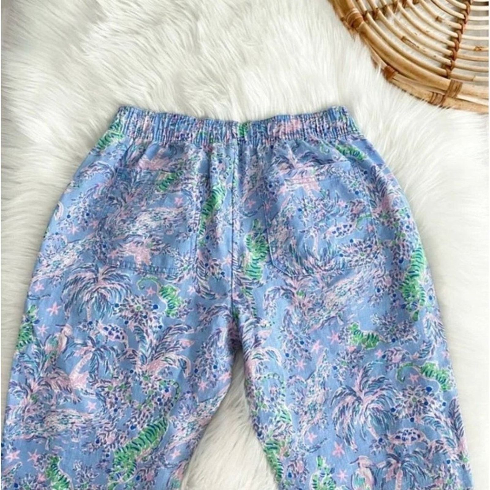 Lilly Pulitzer Lilly Pulitzer Taron Mid-Rise Linen Pant Blue Peri Medium Size 28" / US 6 / IT 42 - 8 Thumbnail
