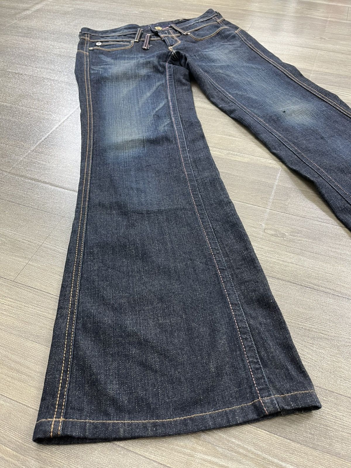 Japanese Brand Y2K Something Edwin Faded Bootcut Flared Jeans Lgb Style Size US 27 - 2 Thumbnail