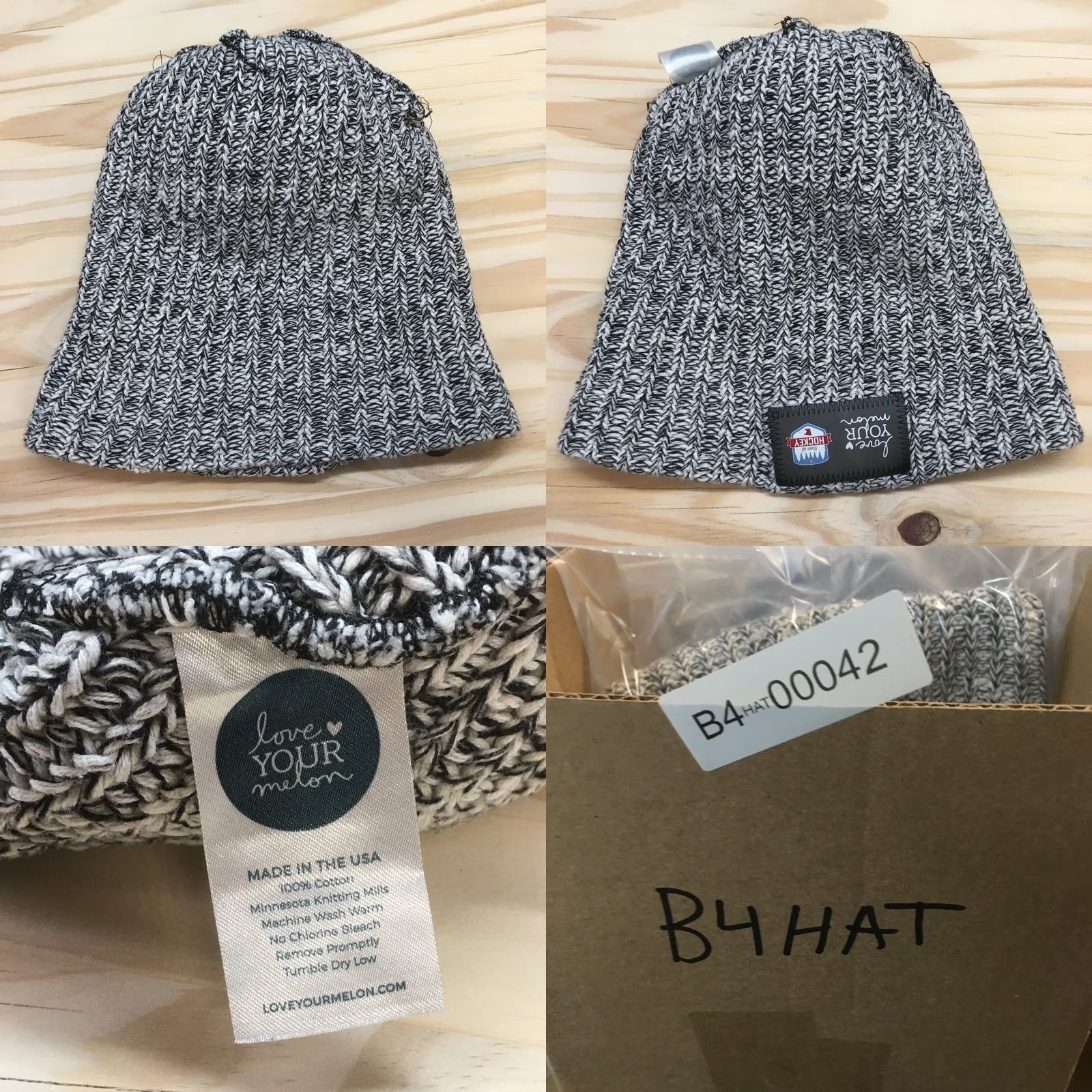 Vintage Love Your Melon Beanie Hat Winter Cuffed Mens Black White OS Embroidered Logo Size ONE SIZE - 8 Thumbnail