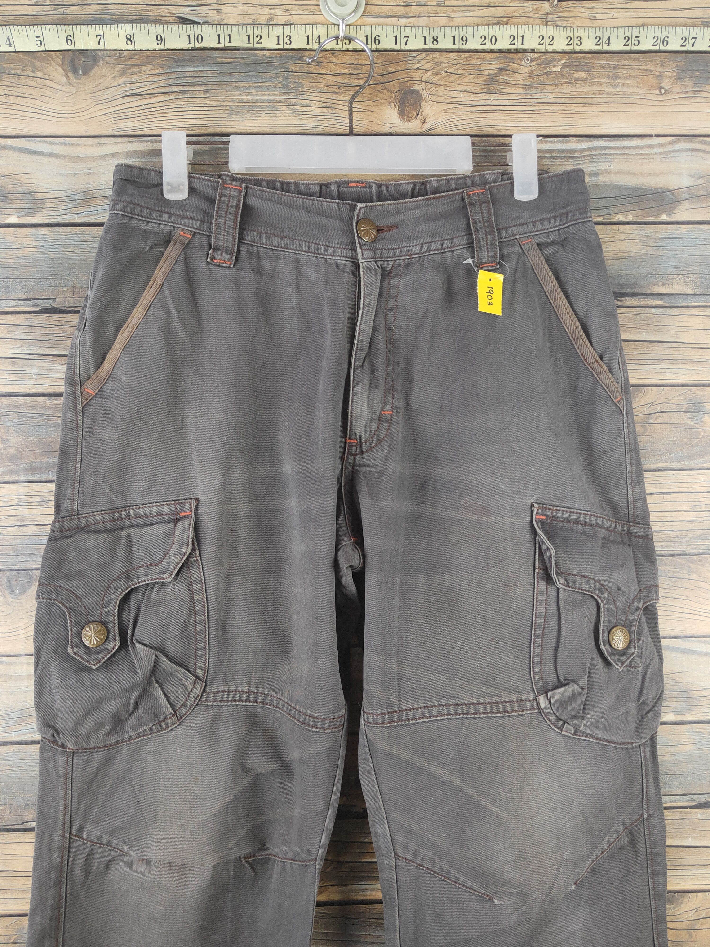 Japanese Brand DL Japanese Brand Dark Gray Multipocket Cargo Pants #1903 Size US 31 - 2 Thumbnail