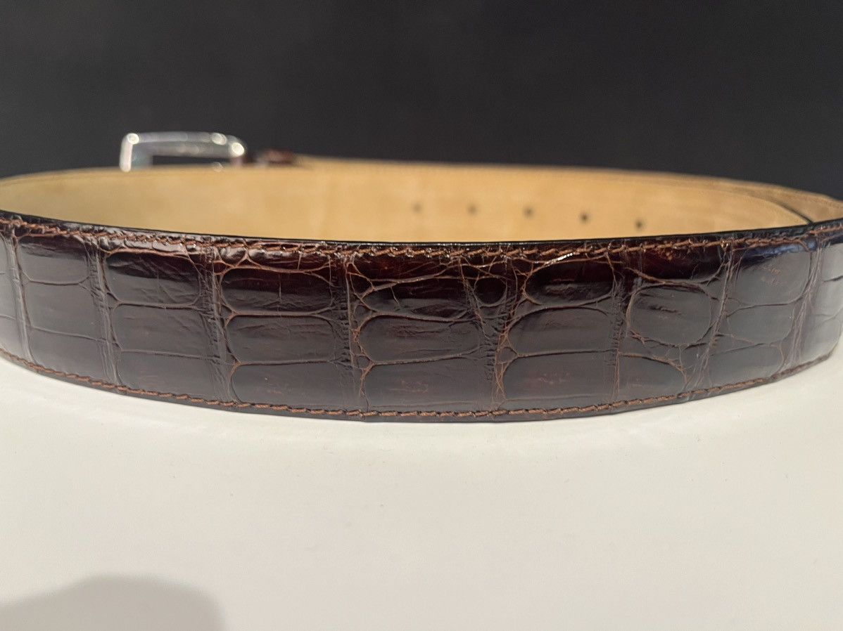 Vintage erreghé genuine crocodile leather belt Italian brown DS 70’s Size 32 - 3 Thumbnail