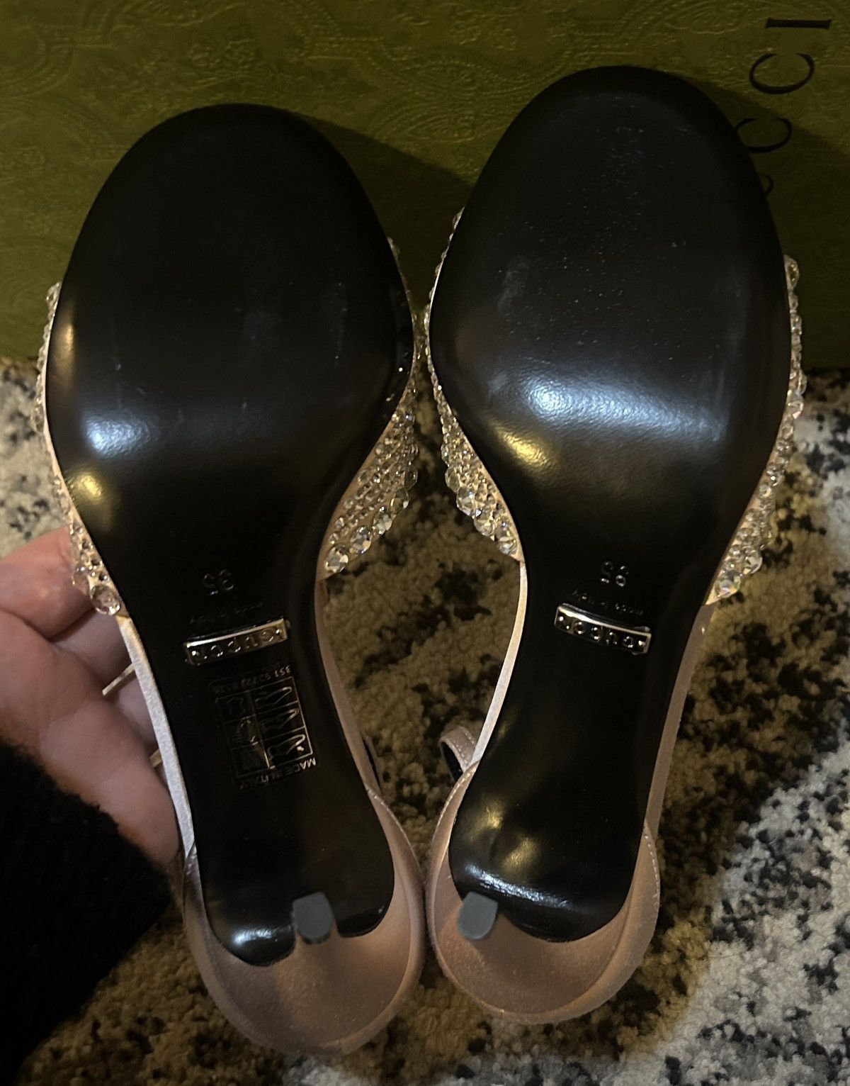 Gucci Gucci GG Crystal Satin Slide Raso Seta Malaga Kid Sandal Size US 5 / IT 35 - 6 Thumbnail