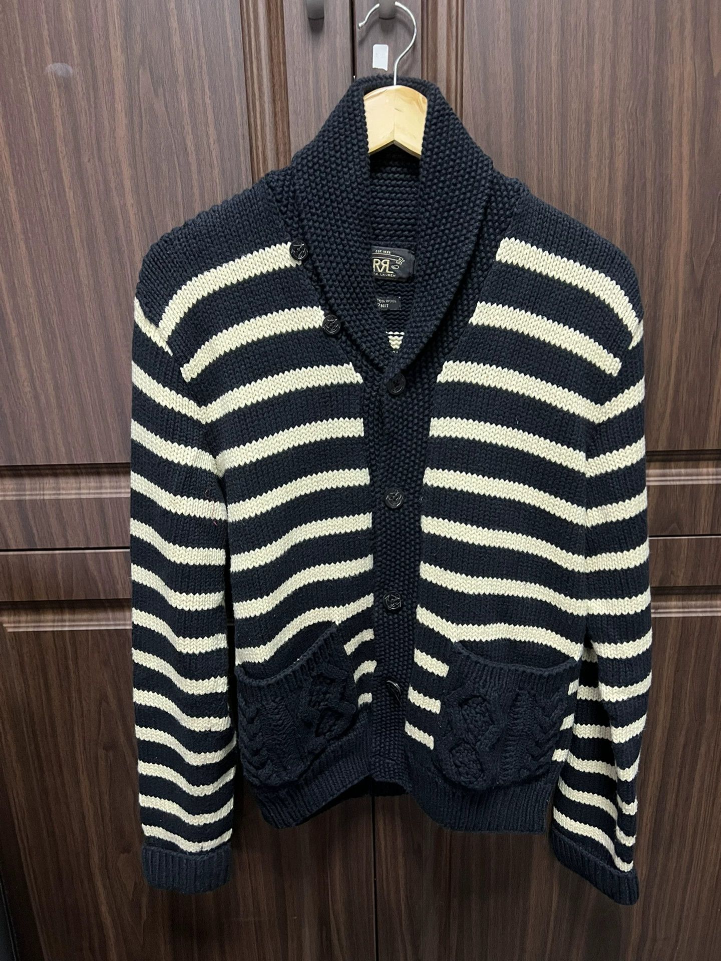 RRL Ralph Lauren striped rrl cardigan in navy and cream Size US M / EU 48-50 / 2 - 1 Thumbnail