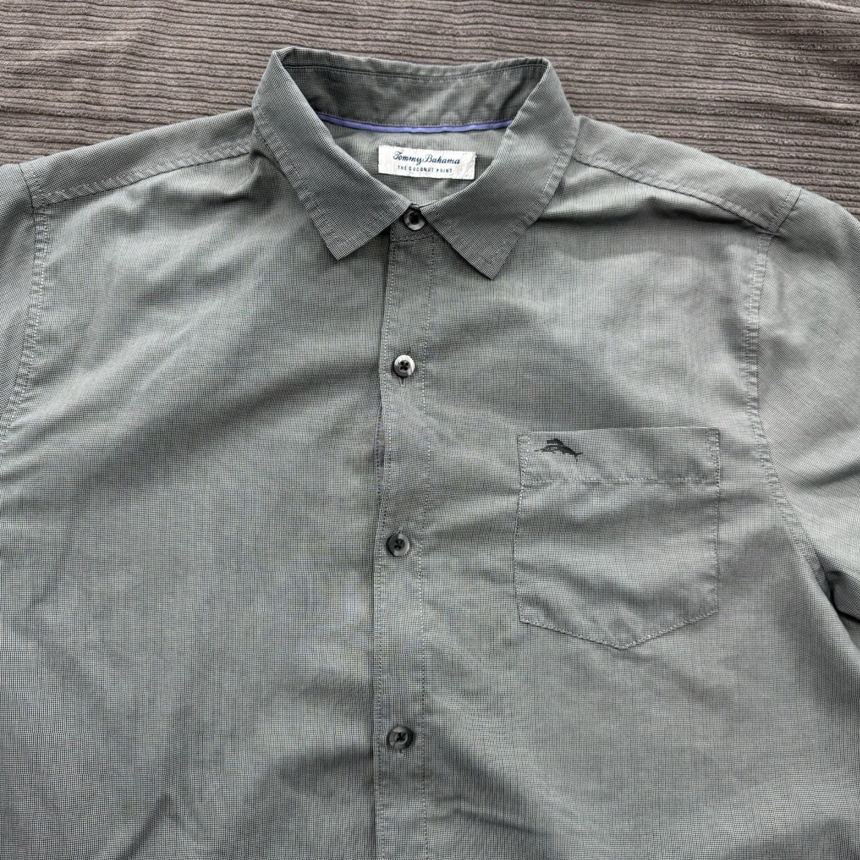 Tommy Bahama Tommy Bahama The Coconut Point Shirt Men XL Gray Tercel Short Sleeve Button Up Size US XL / EU 56 / 4 - 7 Thumbnail