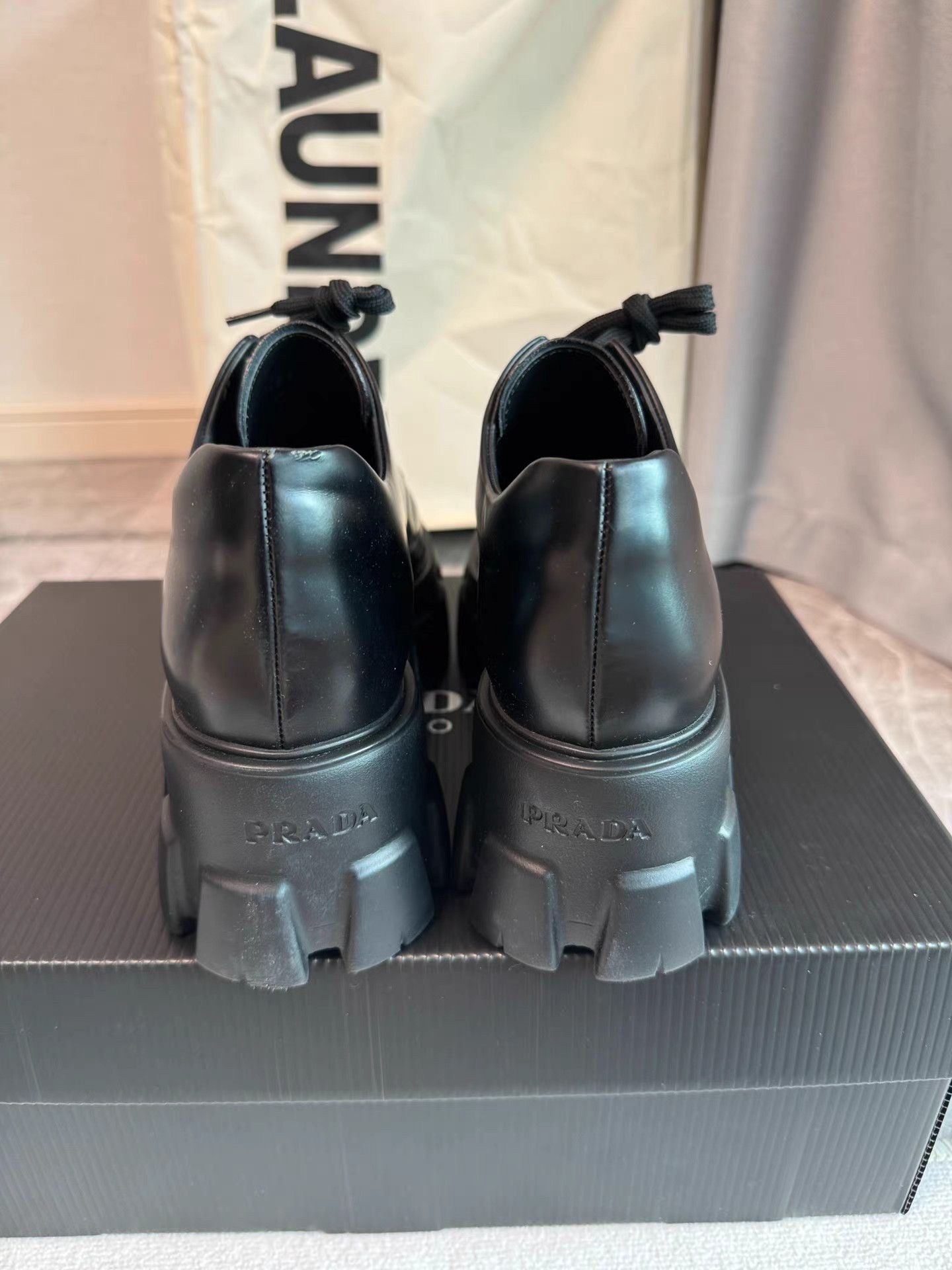 Prada Prada Matte Black Platform Derby Shoes K6 Size US 8 / IT 38 - 4 Thumbnail