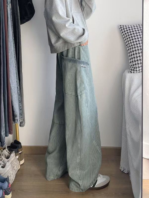Japanese Brand × Jean American high street retro loose striped scimitar jeans Size US 32 / EU 48 - 4 Thumbnail