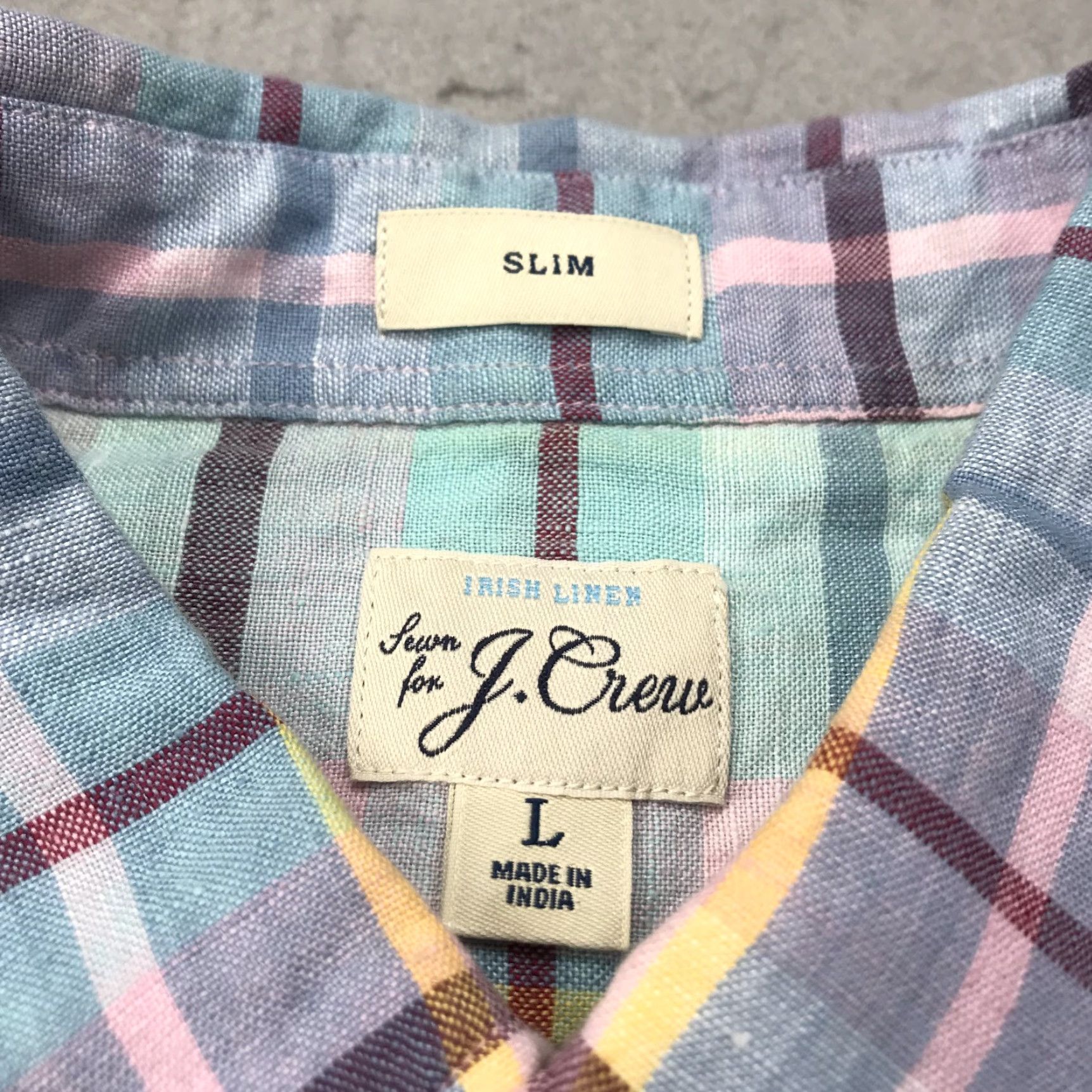 J.Crew J.CREW Shirt Mens Large Slim Colorful Plaid Irish Linen Button-Up Casual Size US L / EU 52-54 / 3 - 5 Thumbnail
