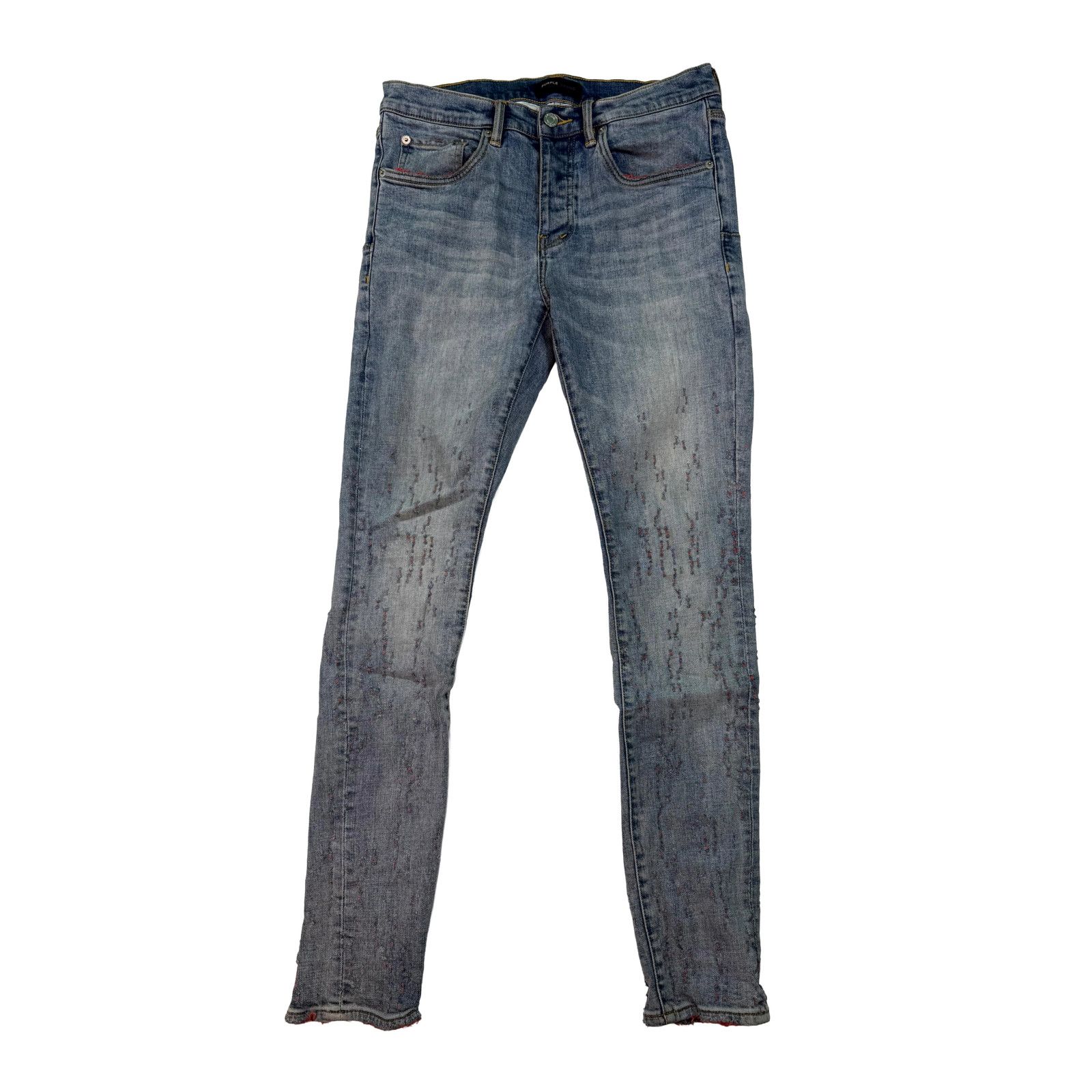 Purple Brand Purple Brand Red Stitch Light Wash Jeans Size US 31 - 1 Thumbnail