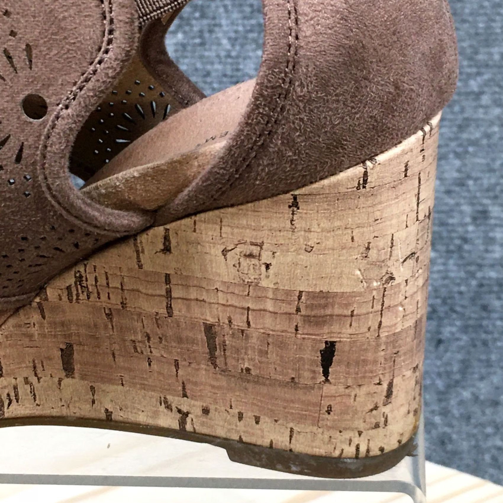 Vintage LifeStride Wedge Sandal Womens 8 M Brown Cork Peeped Toe Casual Sandals Size US 8 / IT 38 - 4 Thumbnail