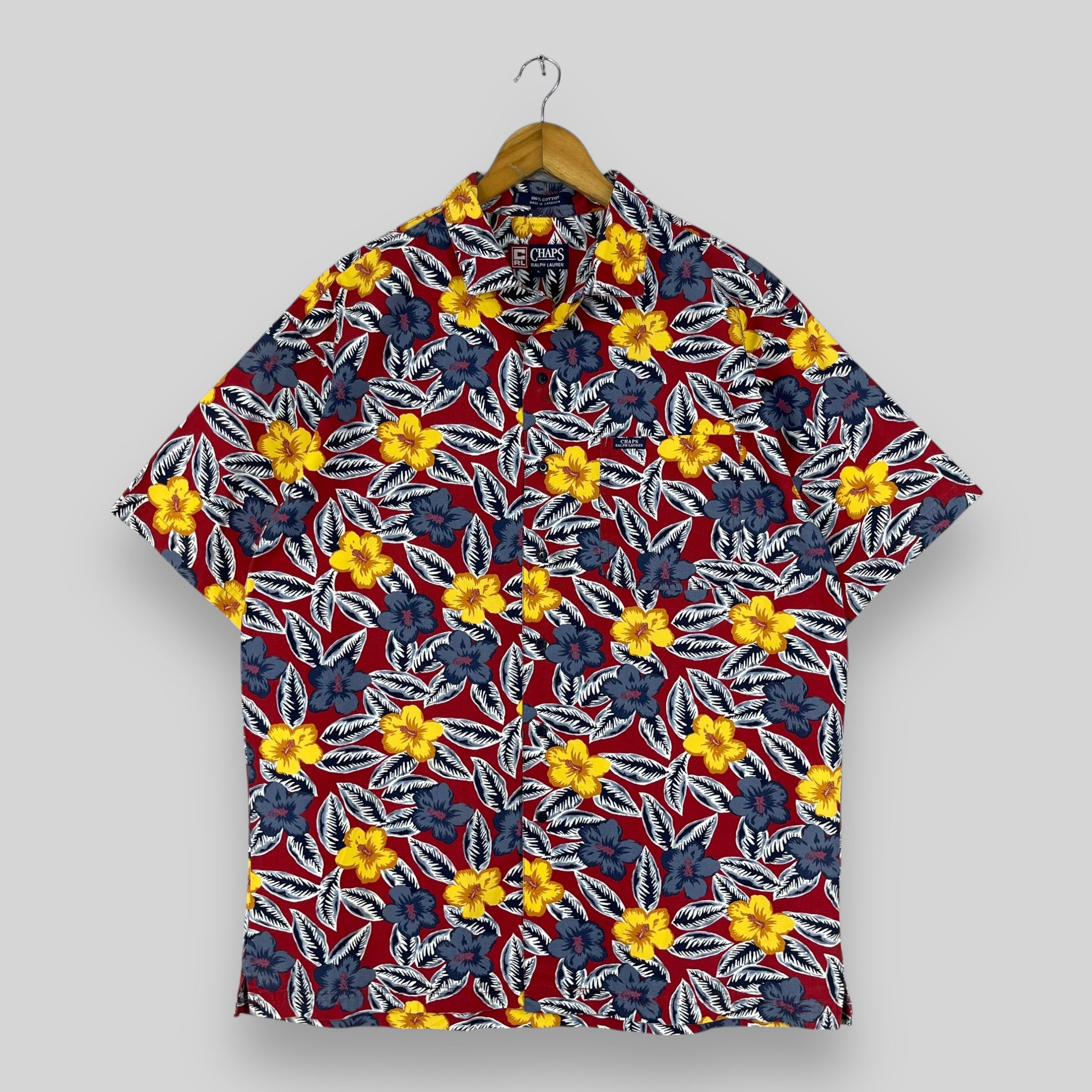 Chaps Ralph Lauren Vintage 90s CHAPS LAUREN Hibiscus Floral Motive Shirt Size US L / EU 52-54 / 3 - 1 Thumbnail