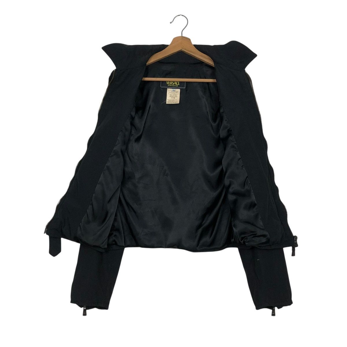Versace Jeans Couture 🔥RICH BLACK CROPPED BIKER JACKET BONDAGE DESIGN VERSACE Size US M / EU 48-50 / 2 - 16 Thumbnail