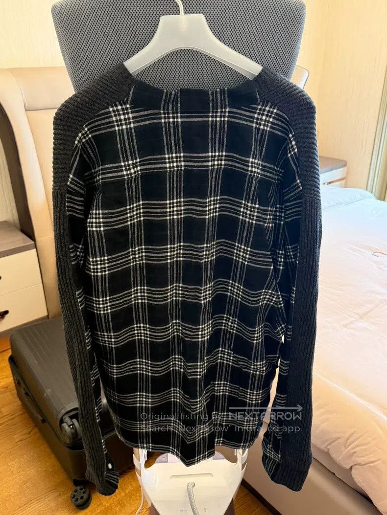 Balenciaga Balenciaga Grey Wheat Checkered Patchwork Sweater, Size S Size US S / EU 44-46 / 1 - 4 Thumbnail