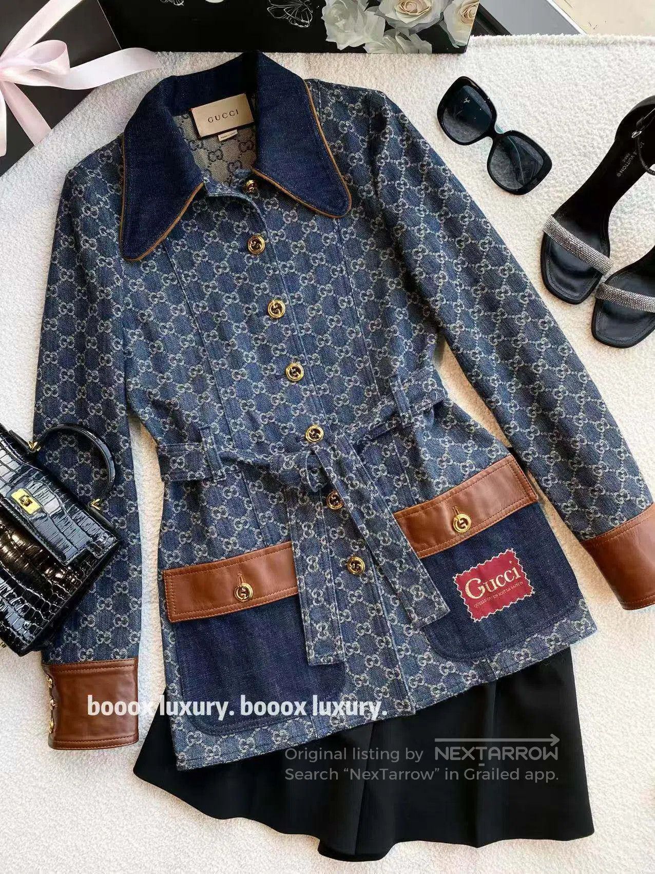Gucci Guicci The old flower is full of printed belted denim jack Size XXS / US 00 / IT 34 - 1 Thumbnail