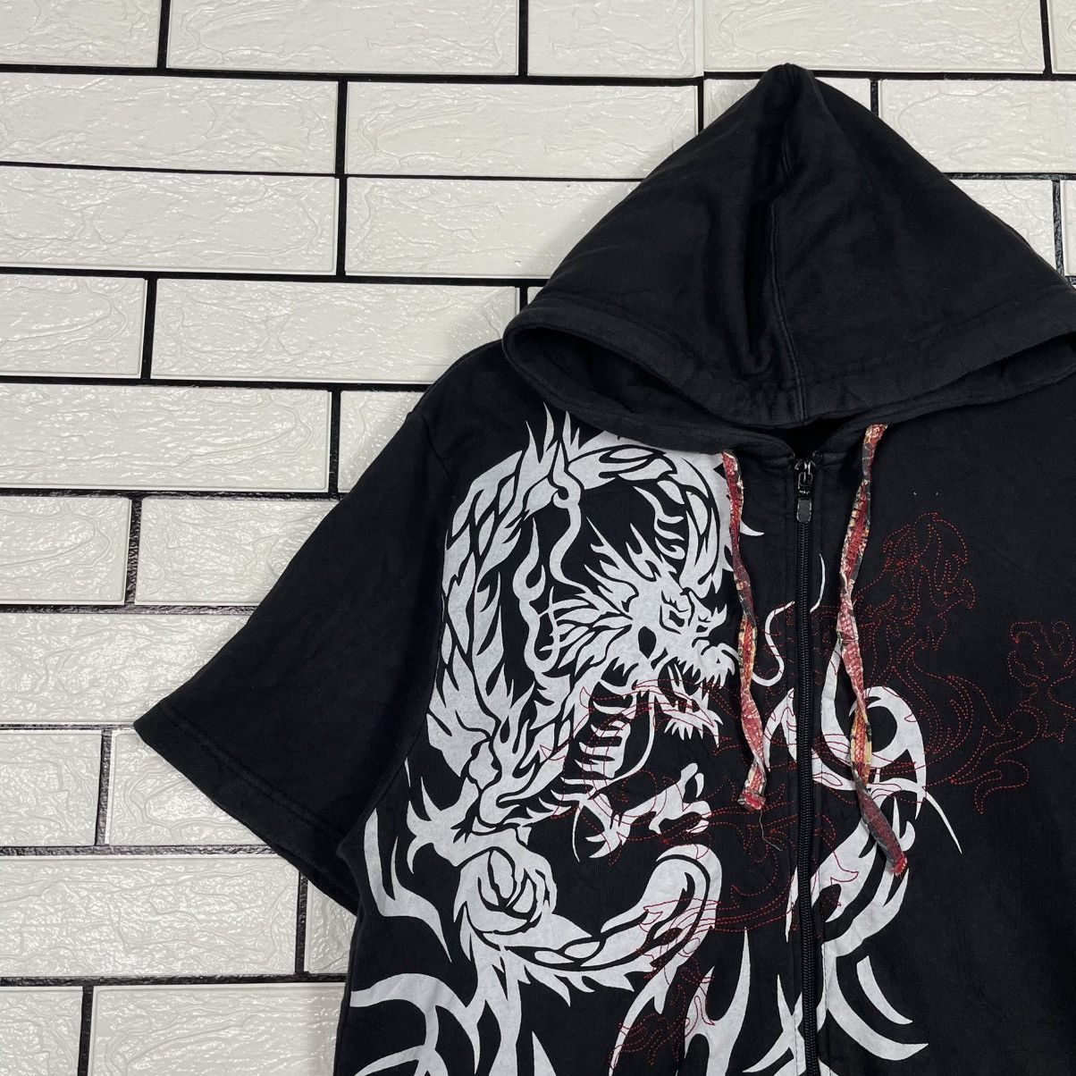 Japanese Brand M. Board Dragon Sukajan Short Sleeve Hoodie Size US M / EU 48-50 / 2 - 6 Thumbnail