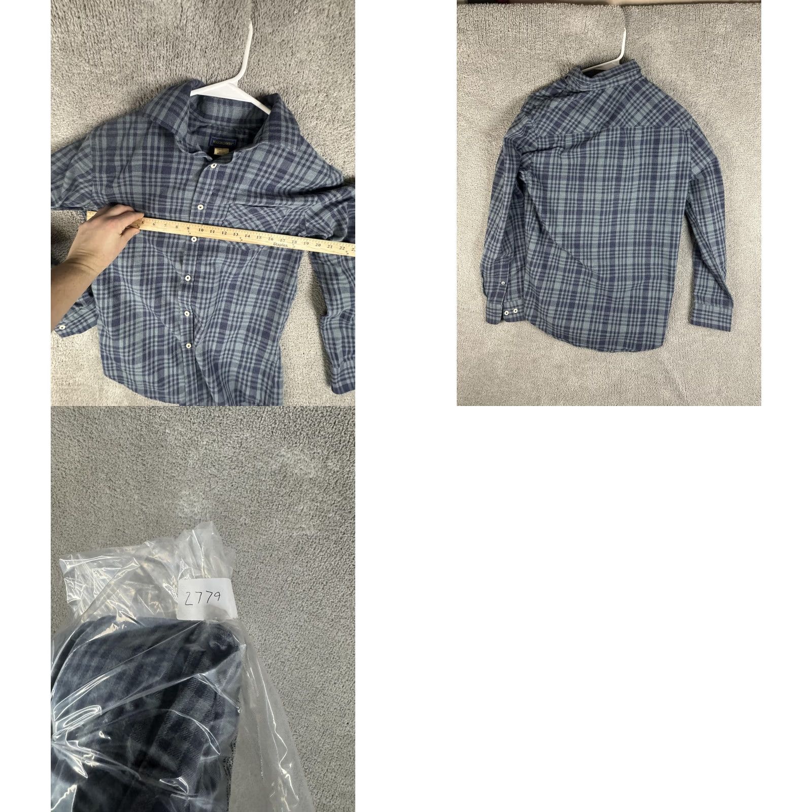 Vintage Mason James Shirt Mens Medium Blue Plaid Flannel Button Front Long Sleeve Size US M / EU 48-50 / 2 - 8 Thumbnail