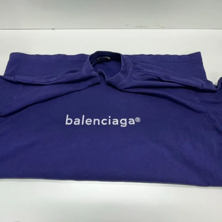 Balenciaga Balenciaga Balenciaga Logo Blue Tshirt for Men -2507 Size US L / EU 52-54 / 3 - 5 Thumbnail