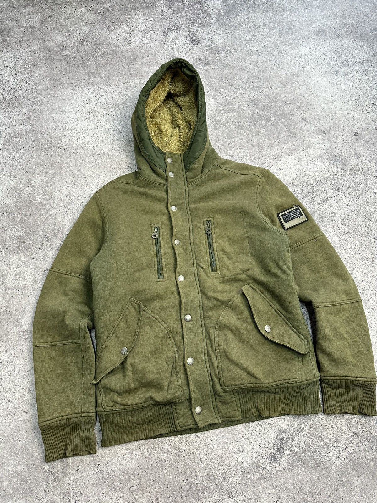 Diesel Vintage Diesel Y2K Archival Jacket Khaki Hooded Sherpa Faded Size US L / EU 52-54 / 3 - 5 Thumbnail