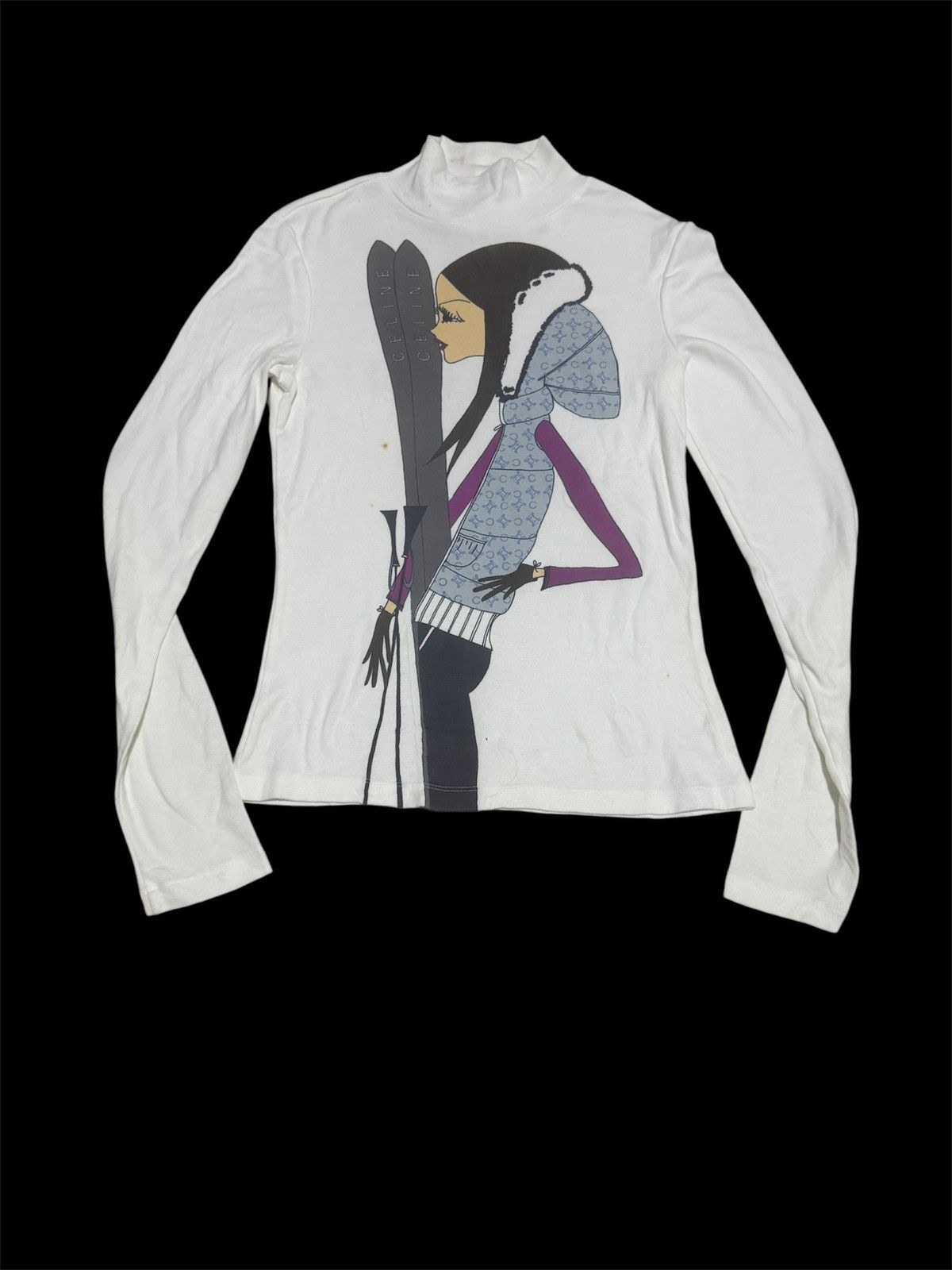 Celine Big Logo Women on Ski Printed Celine L/S Shirt Size S / US 4 / IT 40 - 2 Thumbnail