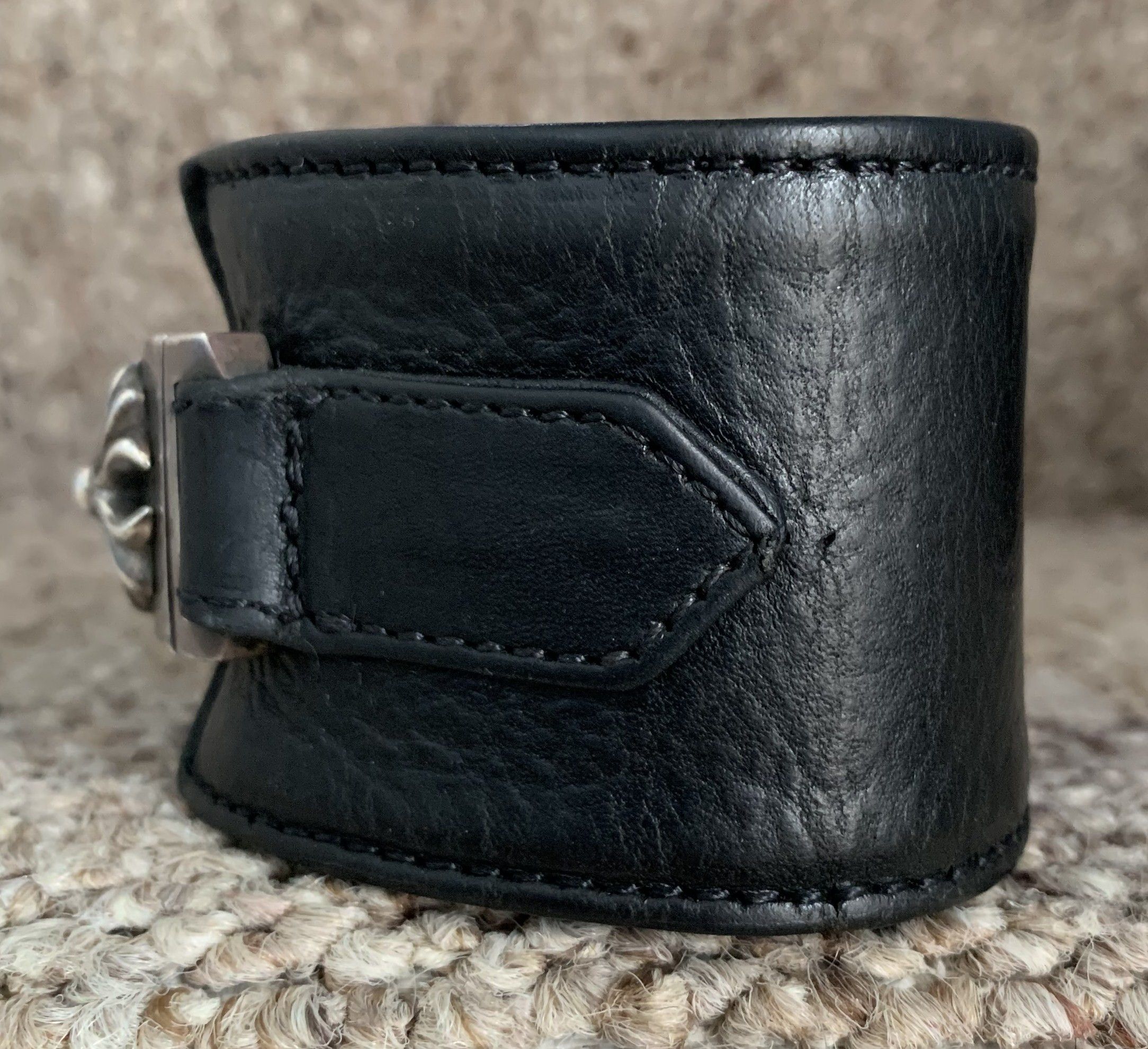 Chrome Hearts Chrome Hearts Wide Leather Silver Cross Bracelet Size ONE SIZE - 5 Thumbnail