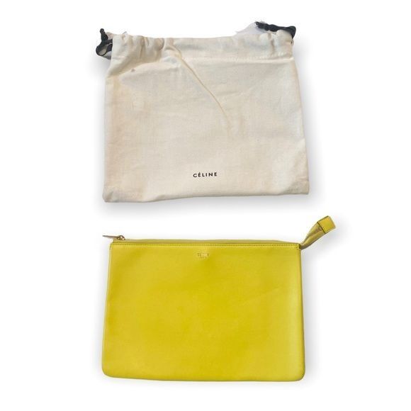 Celine New Celine Yellow/Grey Leather Duo Small Pouch Clutch Bag Size ONE SIZE - 1 Thumbnail