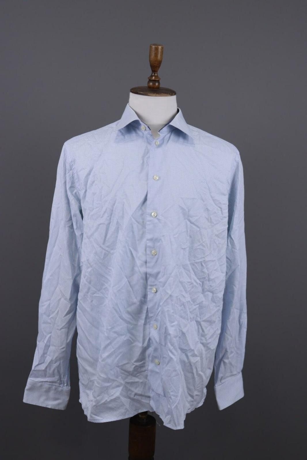 Eton Eton Contemporary Check Blue Shirt Size 45 17.75 XXL Size US XXL / EU 58 / 5 - 1 Thumbnail