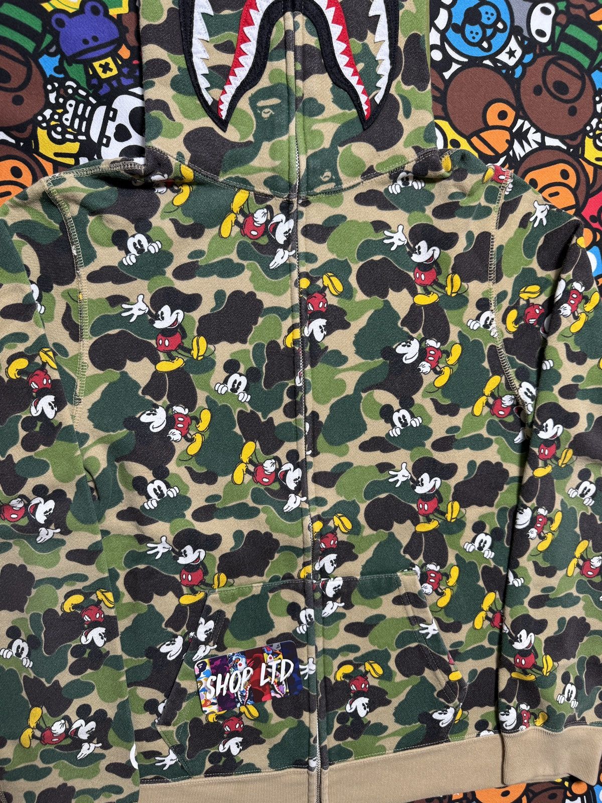 Bape A Bathing Ape X Mickey Mouse Green Camo Shark Hoodie Size S / US 4 / IT 40 - 14 Thumbnail
