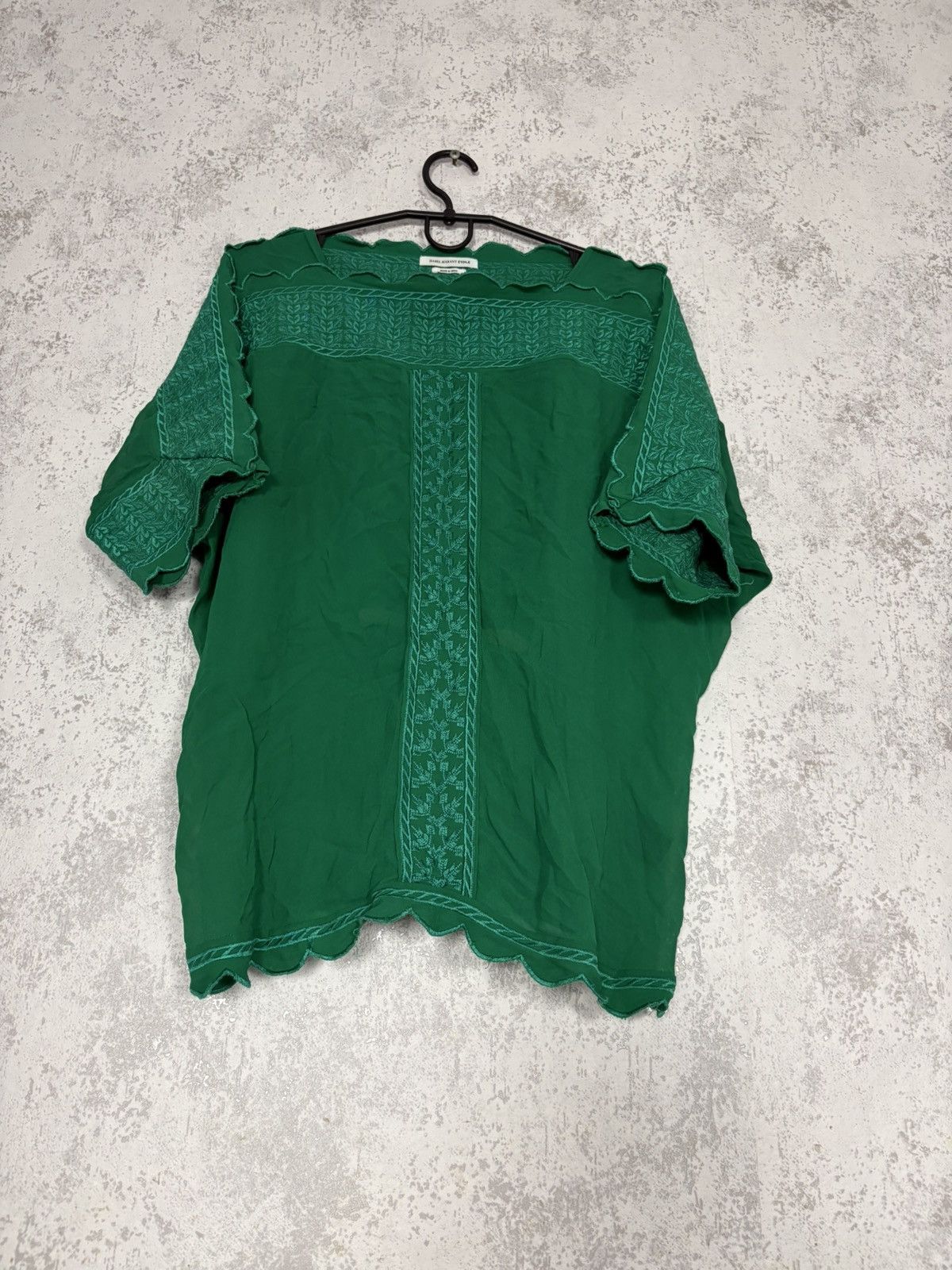 Isabel Marant Etoile Isabel Marant Étoile Green Embroidered Scallop Top Rare 48 Size XS / US 0-2 / IT 36-38 - 1 Thumbnail