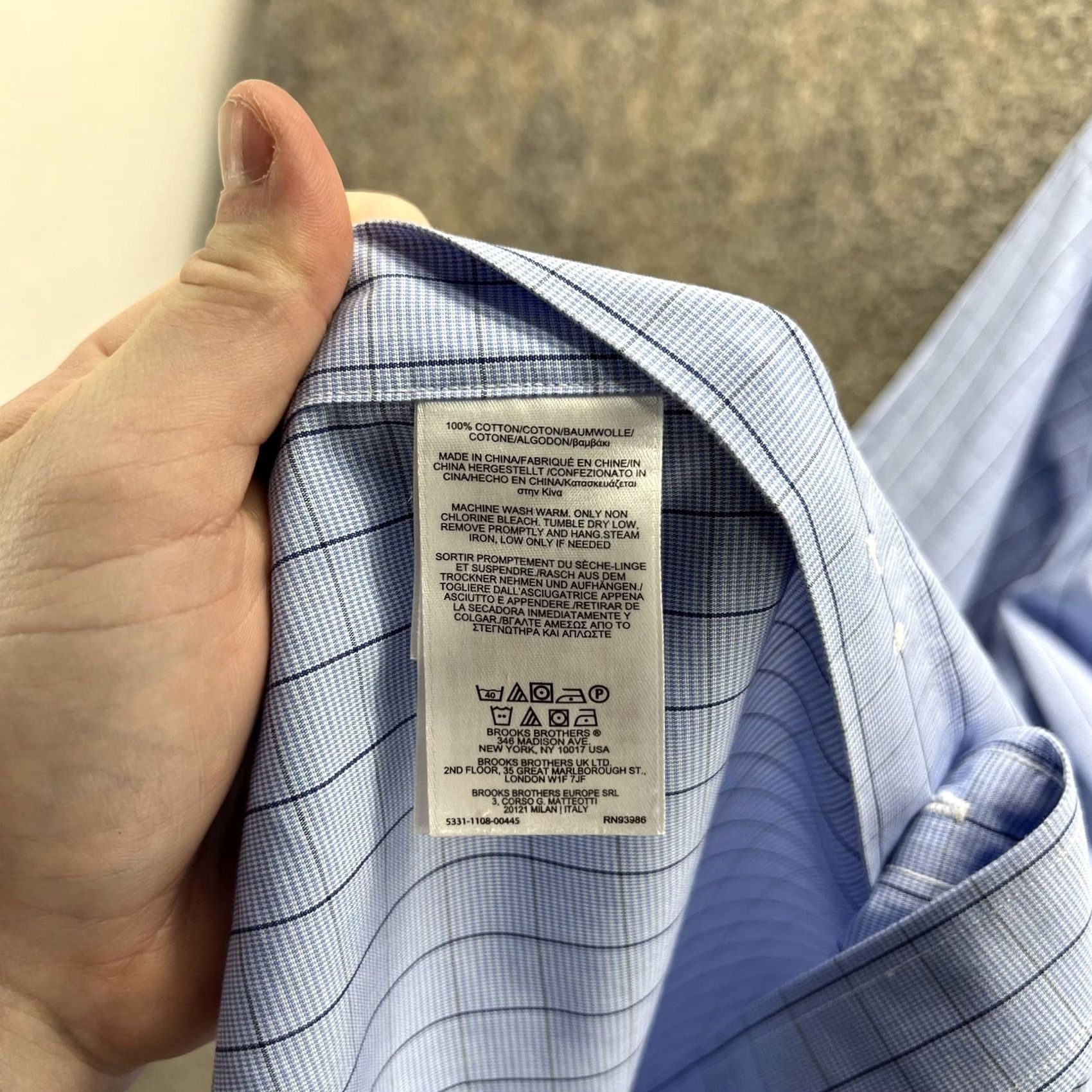 Brooks Brothers Brooks Brothers Dress Shirt Mens 18 36/37 Blue Check Non Iron Cotton LS 1818 Size 48R - 6 Thumbnail