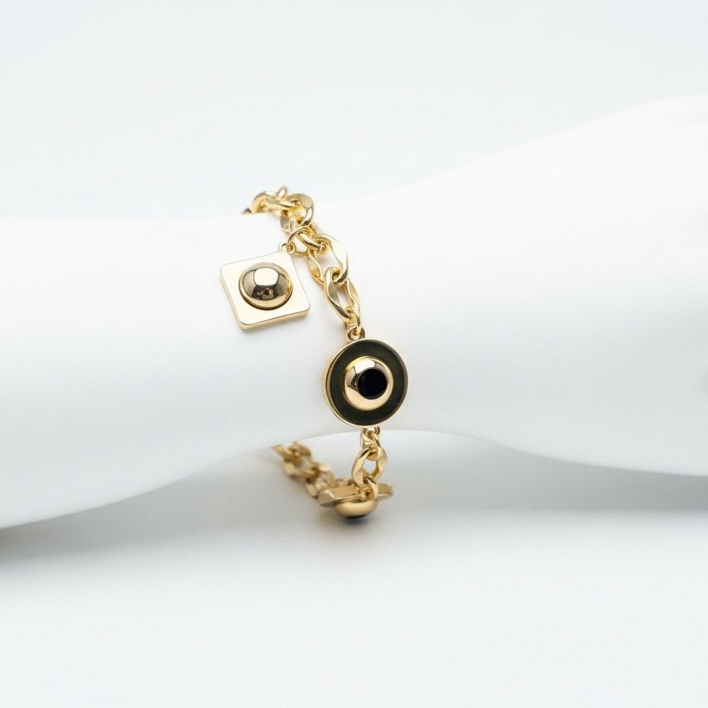 Other INC Gold Tone Charm Bracelet Geometric Dangle Statement New Size ONE SIZE - 1 Thumbnail